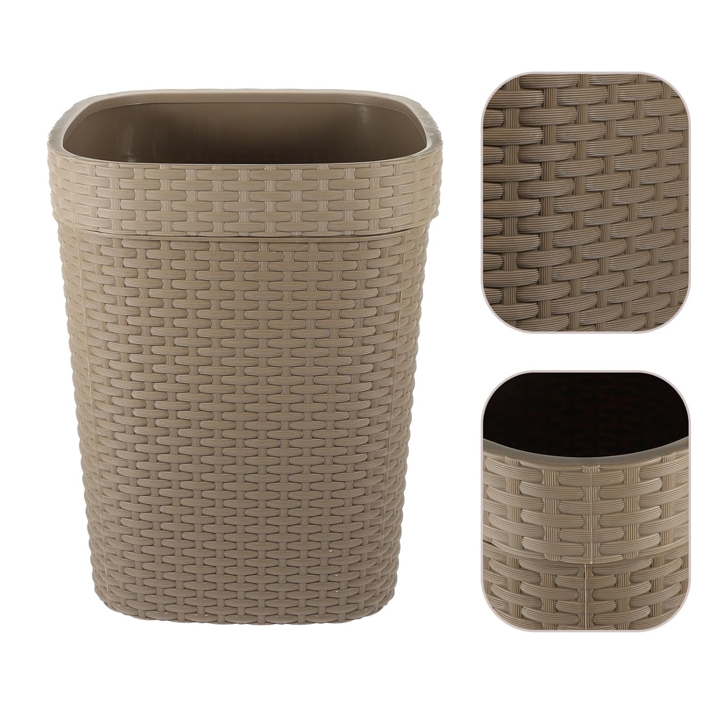 TOVINANNA Imitation Rattan Home Office Trash Can Waste Storage Bin Garbage Can Vintage Design Small image number 1
