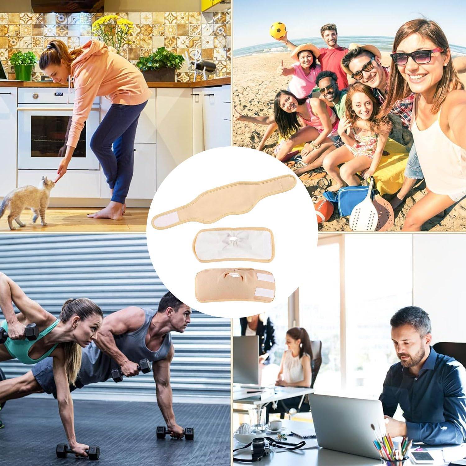 2 PCS Castor Oil Packs for Hands and 1 PCS Castor Oil Packs for Neck, Reusable Hand Castor Oil Wrap Adjustable Castor Oil Pads Prevent Leakage, Universal for Both Women and Men (Khaki) image number 4