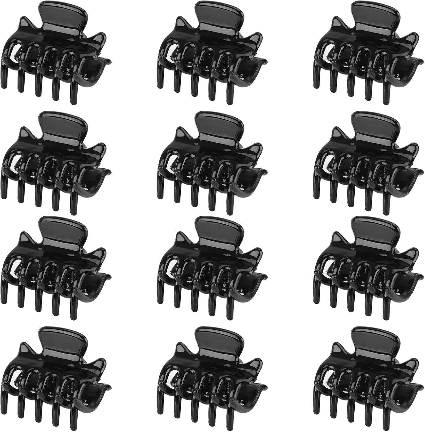 12 PCS Hair Claw Clips Black 1.2 Inches Medium Size Hair Claws Hair Styling Butterfly Hair Clamp for Women Girls