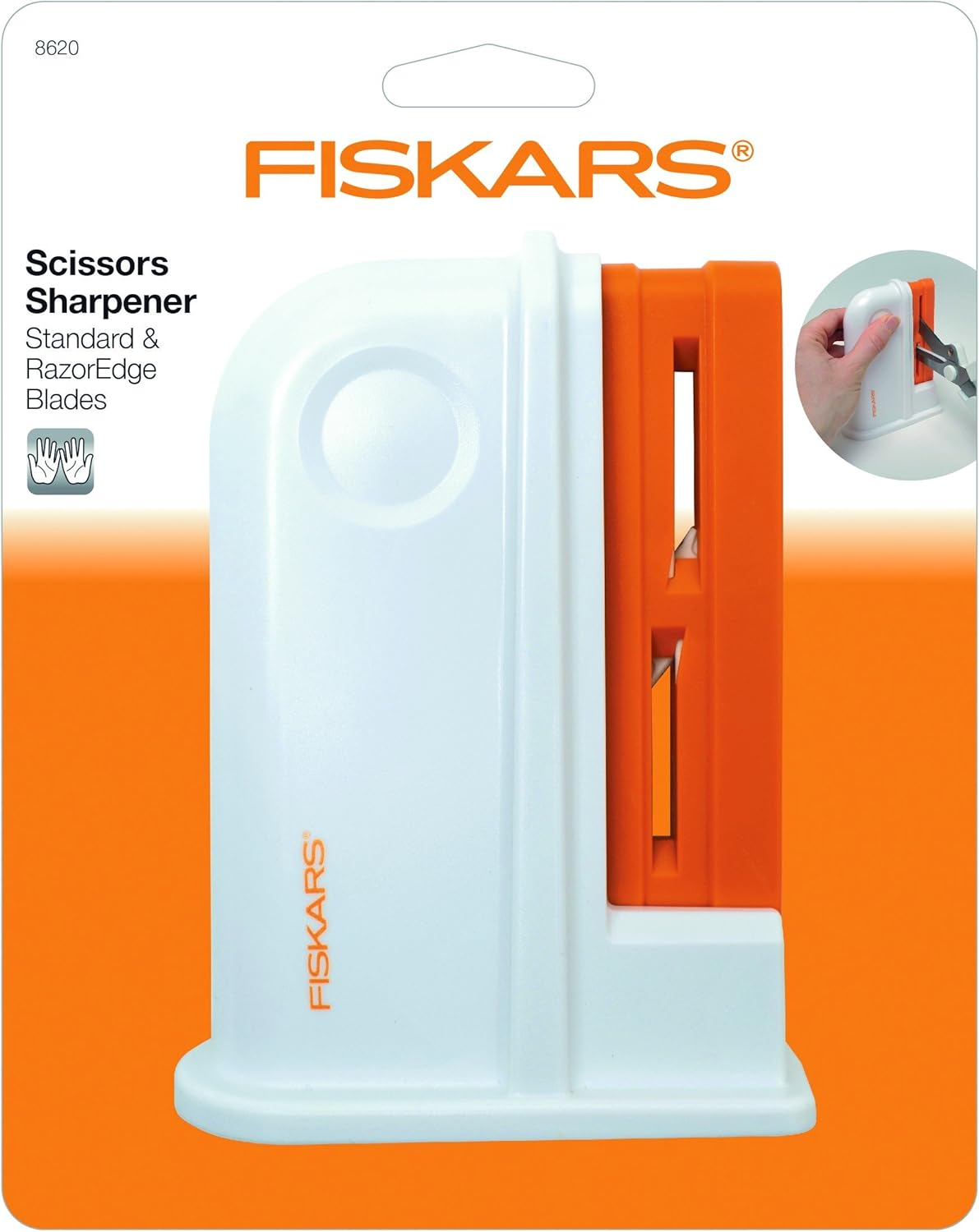 Fiskars 1020499 Scissors Sharpener, 9 X 4 X 13.8 Cm, White/Orange image number 4