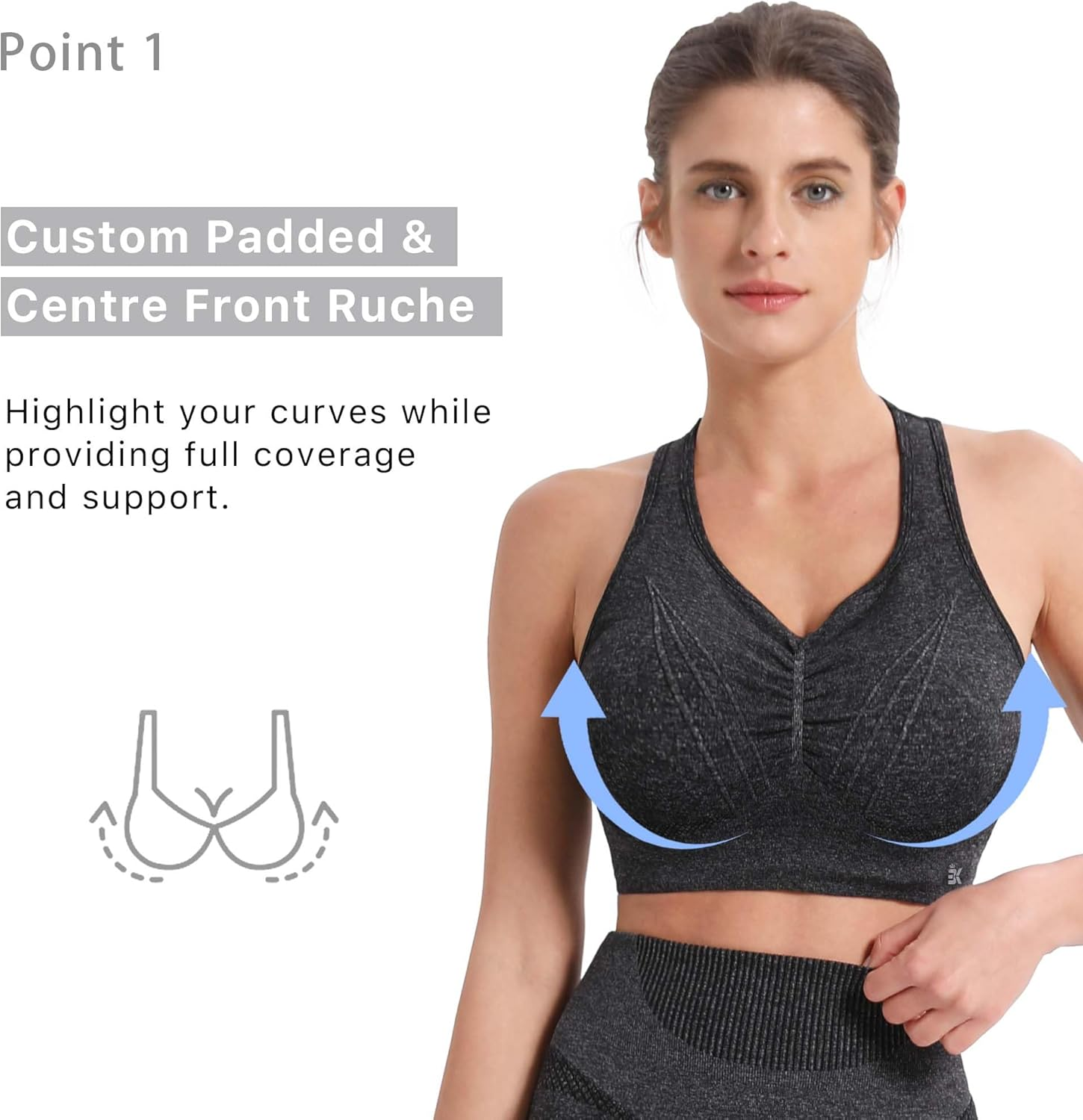 BROKIG Women Seamless Sports Bra, Women'S Wirefree Padded Fitness Yoga Sports Bras Running Workout Comfort Bras for Womens image number 4