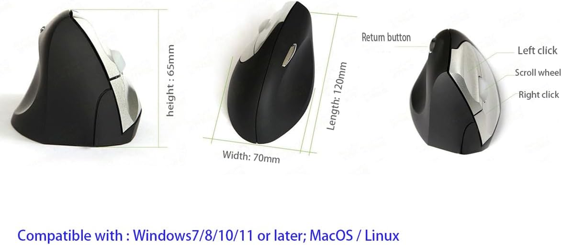 Luolaproject Wired Left Handed Ergonomic Mouse, Reduce Wrist Strain Handshake Optical Vertical Mouse, Compatible with Laptop, Desktop, Windows, Mac image number 4