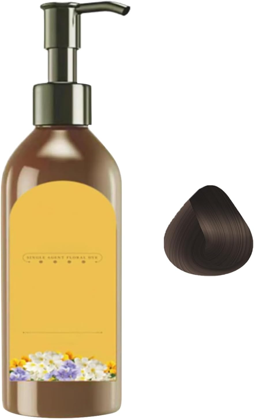 Dark Hair Dye Shampoo - Vegetable Hair Dye Shampoo, Unisex Shampoo and Hair Dye, Single Dose Plant Dye with Floral Fragrance | Herbal Hair Dye Shampoo, Long Lasting Natural For