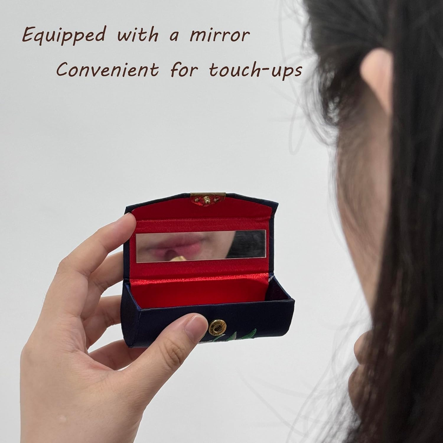 MIAO JIN 12PCS Lipstick Case with Mirror Lipstick Case Storage Case Jewelry Case Cosmetic Case &hellip;, Embroider, Embroidery image number 4