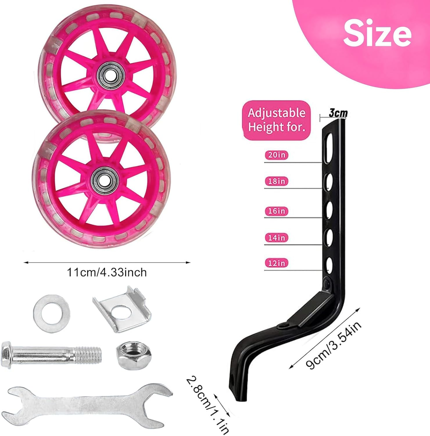 Bicycle Training Wheels,Adjustable Training Wheels, Bike Training Wheels,Training Wheels for Kids Bike,For 12 14 16 18 20 Inch Single Speed Bicycle,Suitable for Boys and Girls