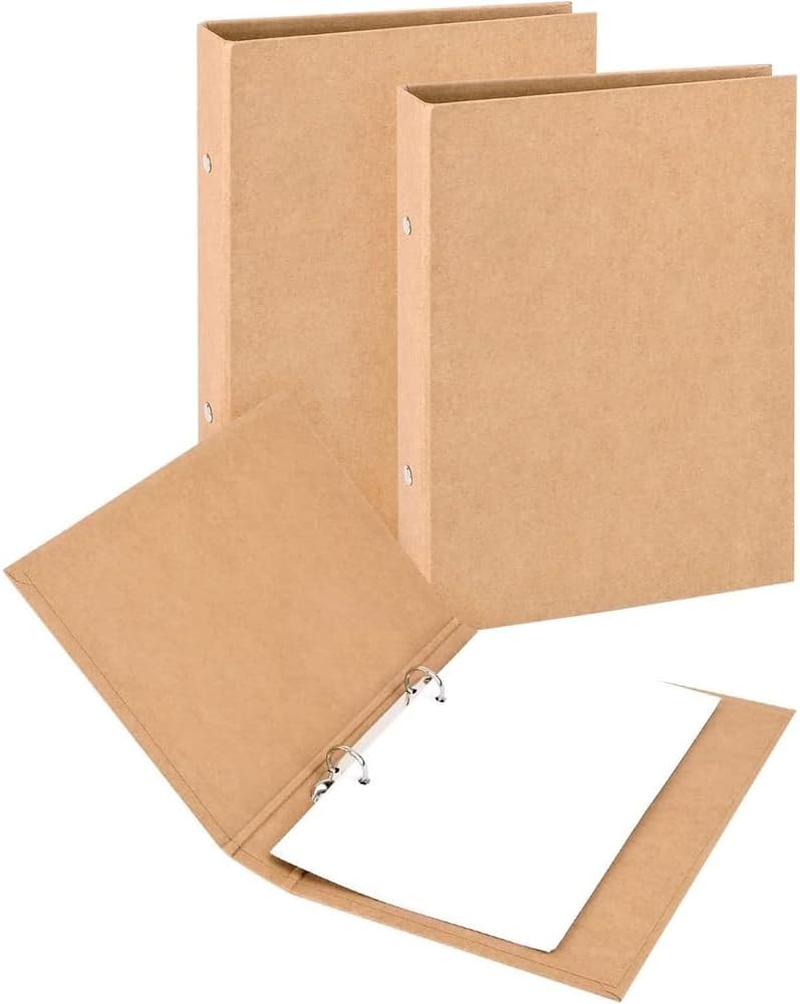Shusmda 2Pcs A5 Kraft Paper Refillable Ring Binder with 2 Rings, Brown image number 3