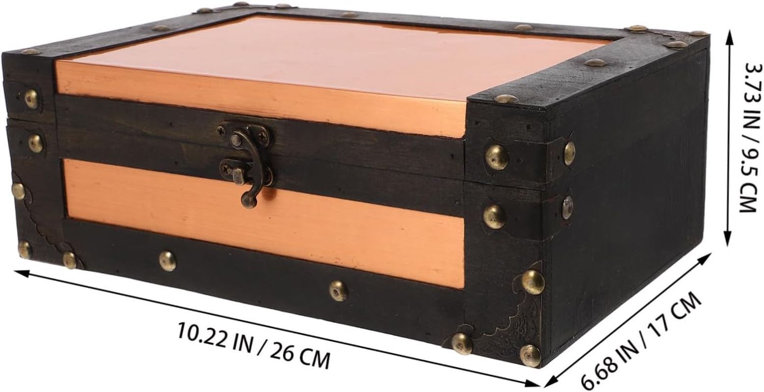 Retro Suitcase Storage Box Lock Wooden Decorative Storage Boxes for Cards Jewelry Souvenirs Home Decor image number 6