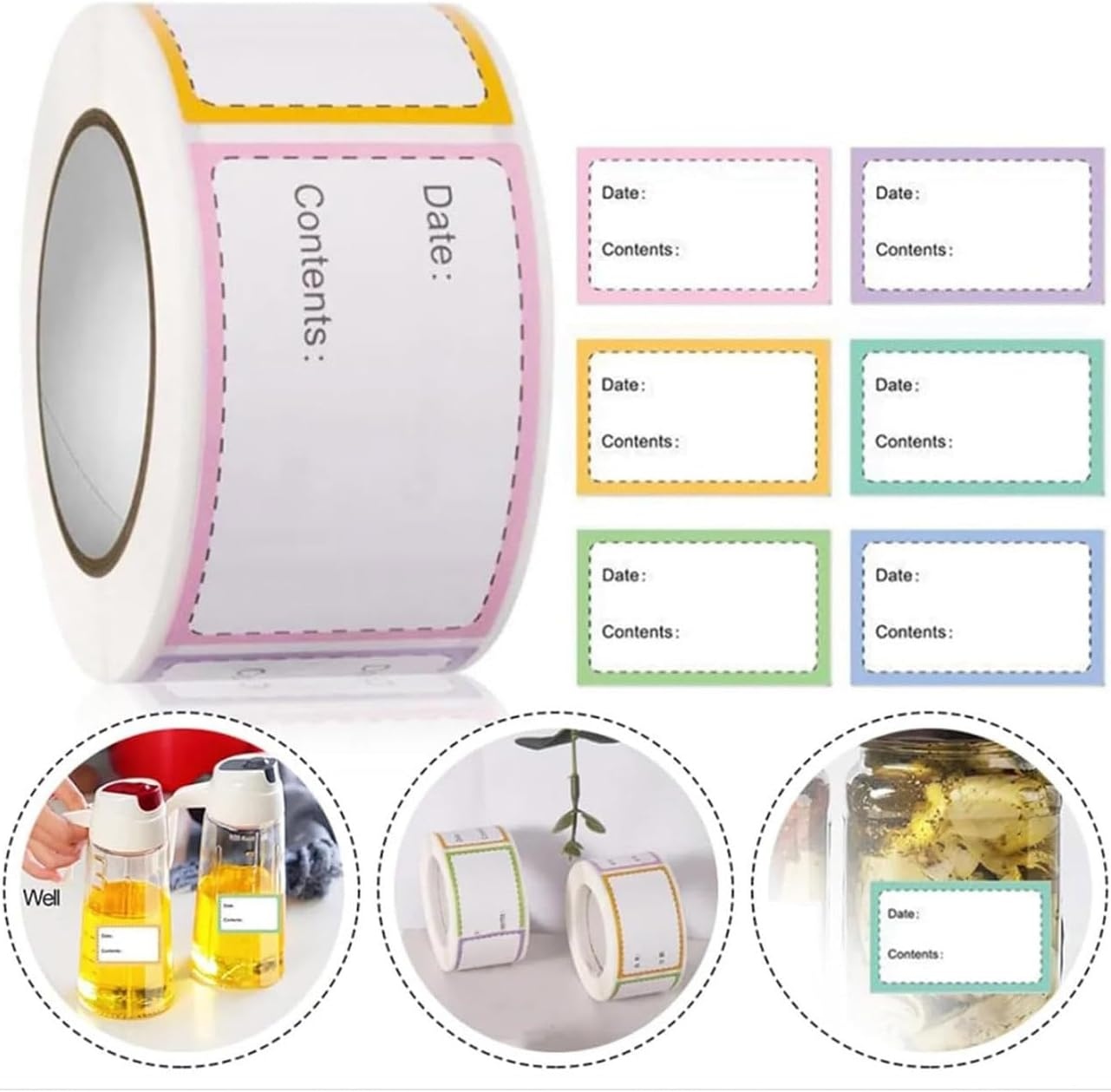 1000 Pcs Removable Freezer Labels,4 Rolls Color Multifunctional Adhesive Labels,Food Storage Stickers for Food Containers Jars Kitchen Restaurant Storage image number 4