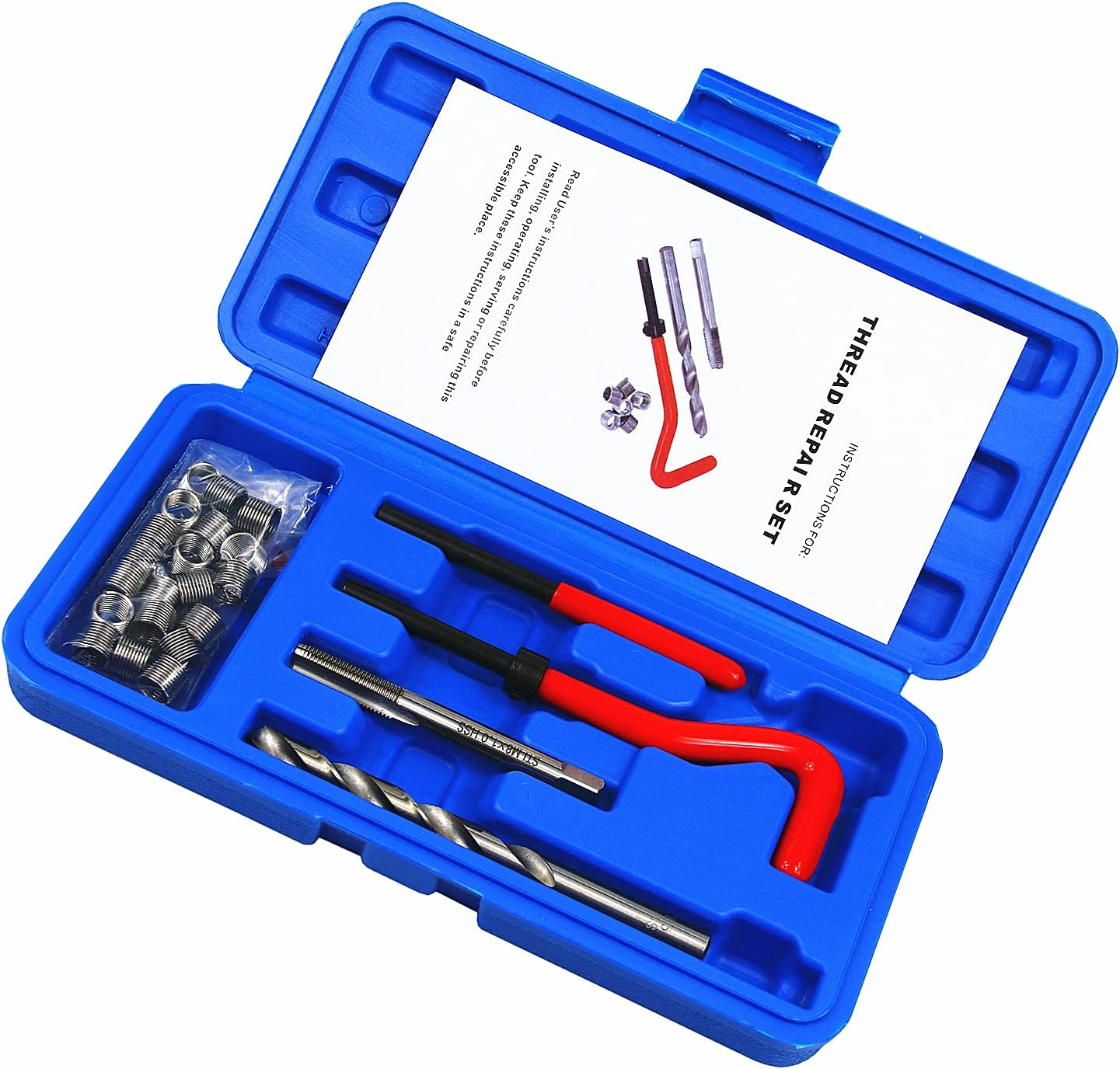 25Pcs Thread Repair Kit M8 X 1.0Mm Metric Thread Repair Insert Kit Compatible Hand Tool Set for Auto Repairing (M8-1.0) image number 1