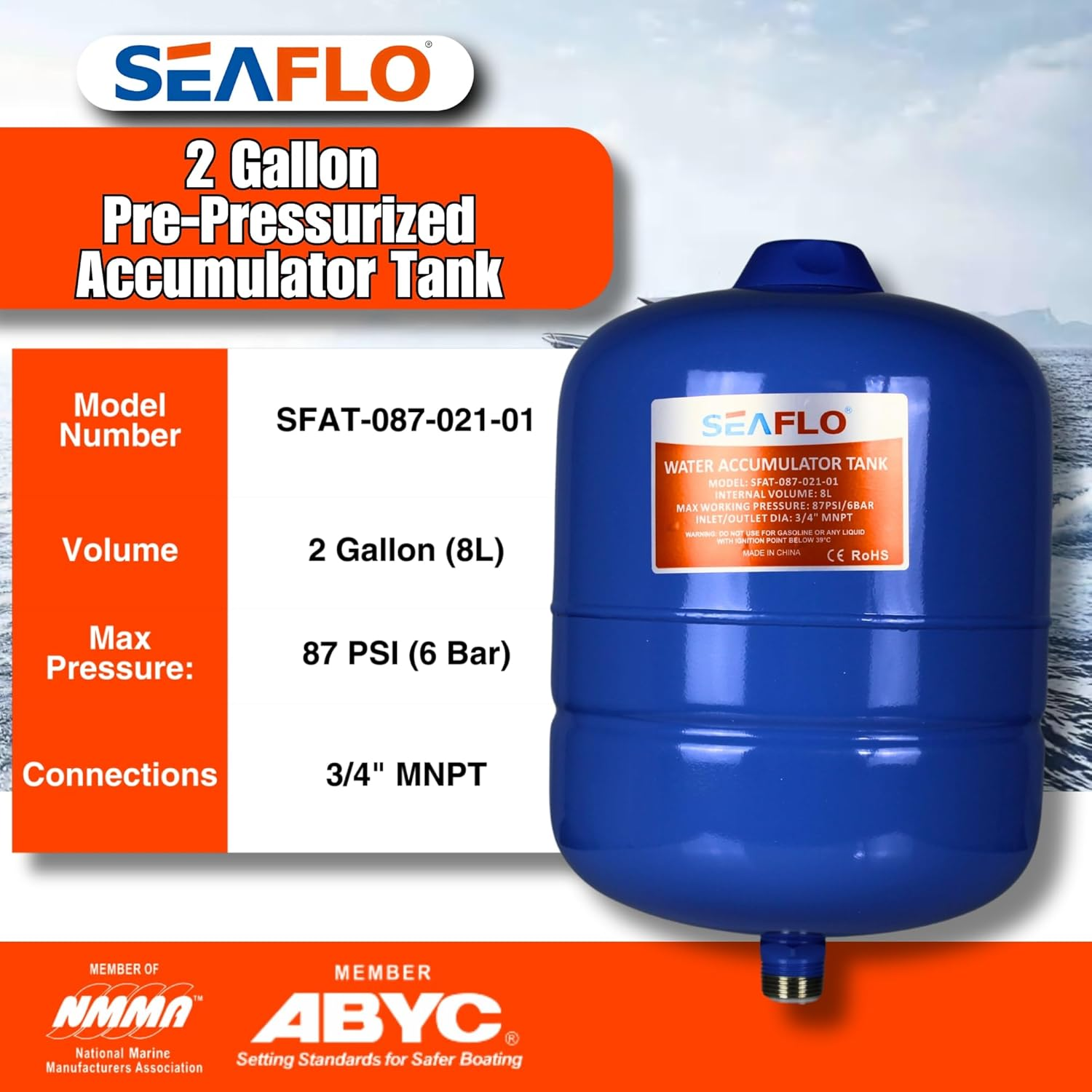 SEAFLO Pre-Pressurized Accumulator Tank (2 Gallon)