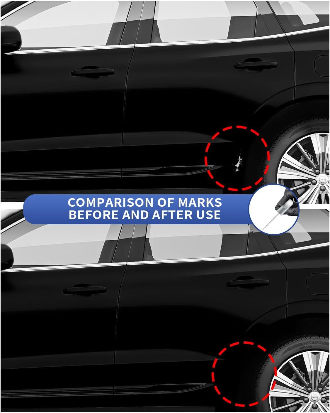 717 Onyx Black Metallic Touch up Paint Compatible with Volvo Exact Match Chips and Nicks Touch Up image number 6