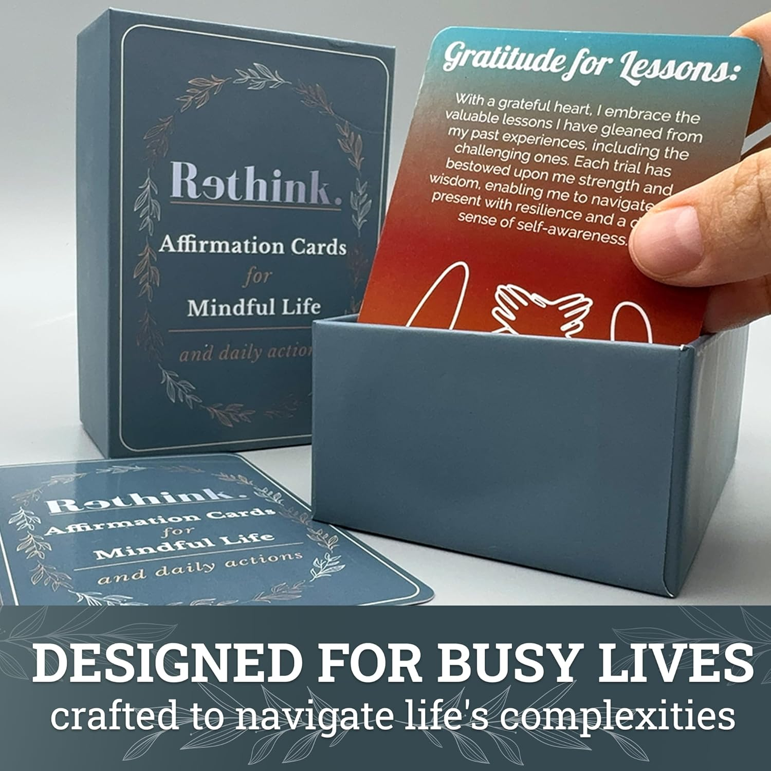 Rethink 95 Positive Affirmation Cards for Mindfulness | Inspirational Motivational Cards for Women, Men, Teens | Stress Anxiety Relief and Mental Wellness | Durable Self Care Card Set