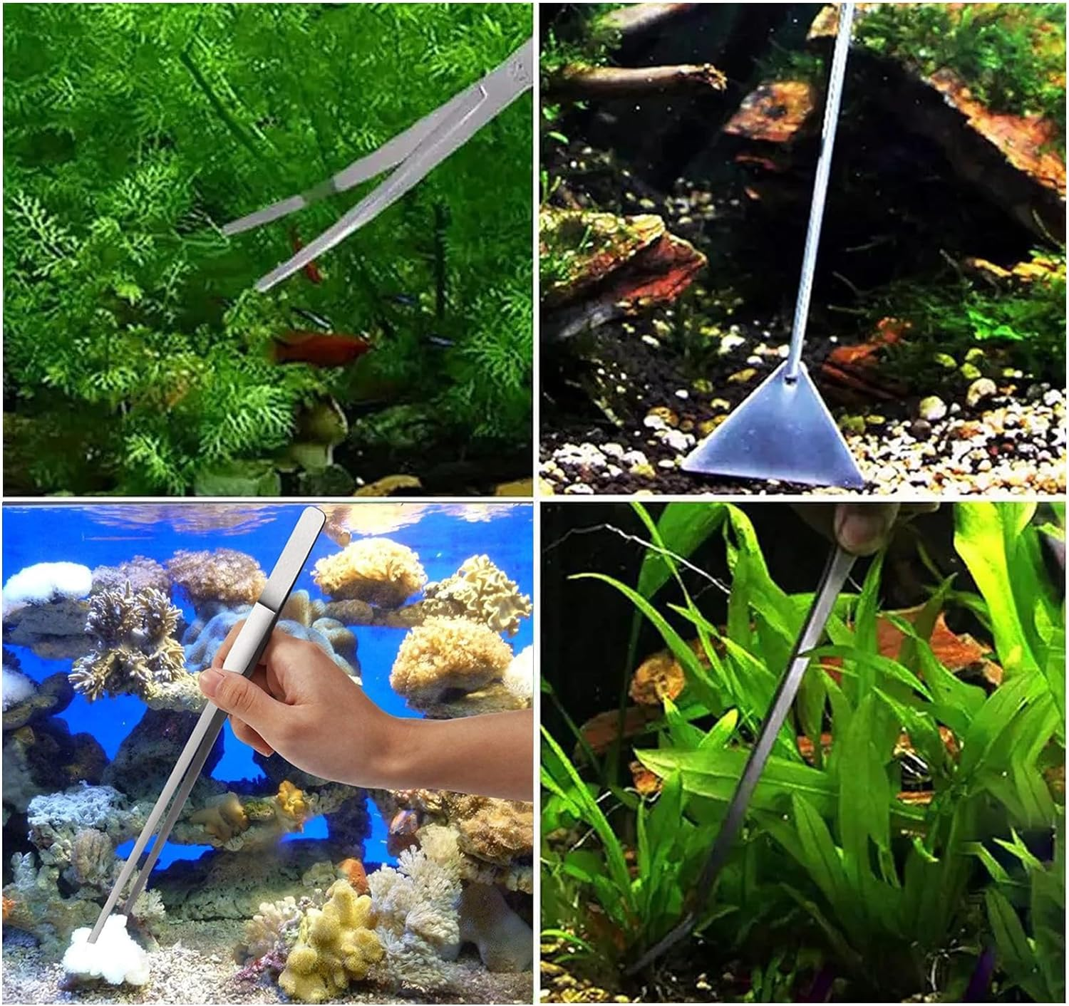 Aquarium Aquascape Tools Kit, Stainless Steel Aquatic Plants Tools, 4 in 1 Anti-Rust Aquascaping Tweezers Scissors Spatula Scrapers Tool Set for Fish Tank Cleaning Plant Trimming Shears image number 3