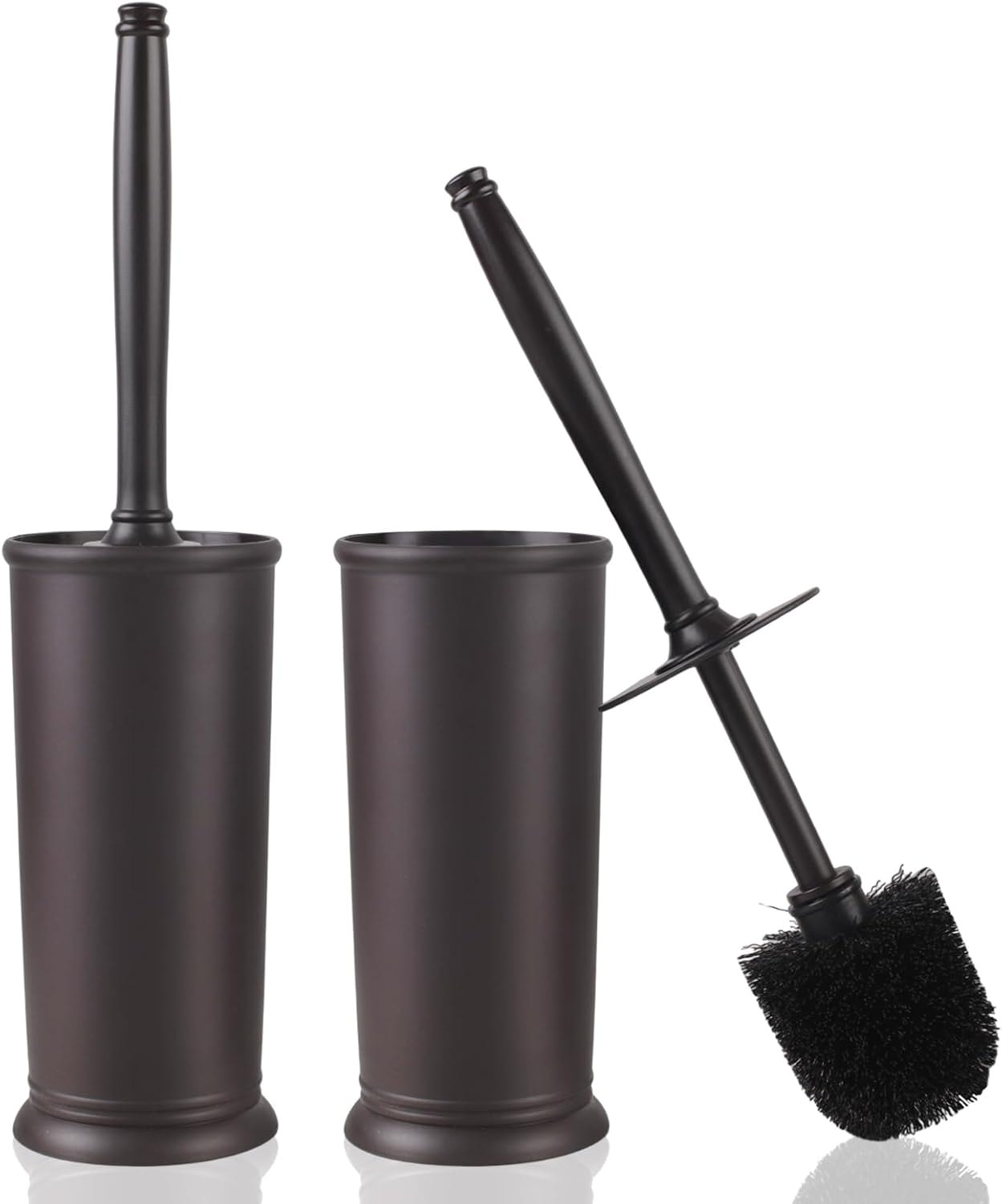 Toilet Brush and Holder Set: 2 Pack Toilet Brush Set, Modern Toilet Bowl Brushes Forcorner Clean, Bathroom Toilet Scrubber Brush with Cover, Deep Cleaning Toilet Cleaner Brush Set- Bronze