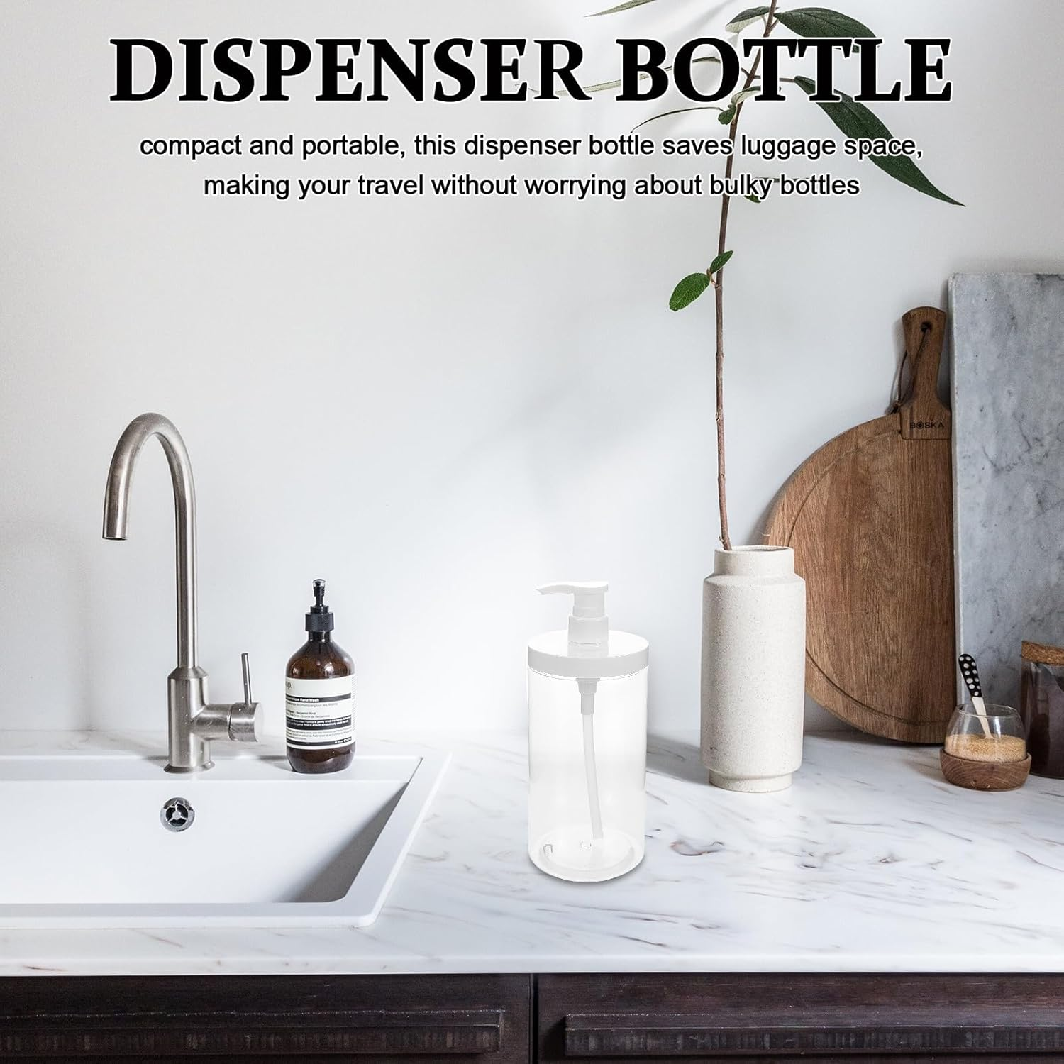 Holibanna 1000Ml Refillable Shower Gel Bottle with Pump Dispenser, Travel Liquid Container for Shampoo, Body Wash, and Lotion, Portable Travel Pump Bottle for Camping and Gym image number 1