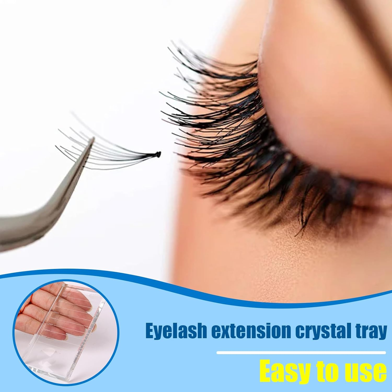 INCAUCA 2-In-1 Lash Trays for Lash Extensions 4 X 2 X 0.4 in (10 X 5 X 1 Cm), Crystal Glass Lash Tile, Lash Tray Adhesive Glue Holder, False Eyelash Pallet Strip Organizer (2Pcs) - 1 Piece image number 2