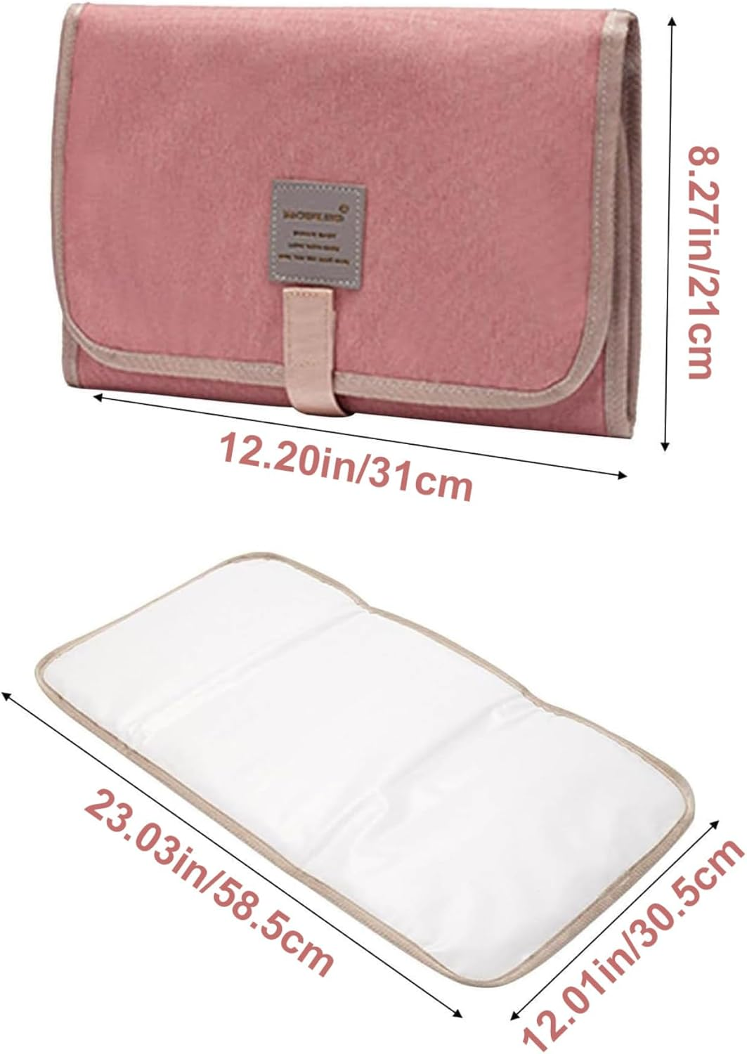 Full Body Portable Changing Pad, Baby Diaper Changing Mat Made Easy to Wipe Changing Pad for Travel or at Home Use, Lightweight and Foldable Mat That Perfectly Fits into Any Diaper Bag (Pink)