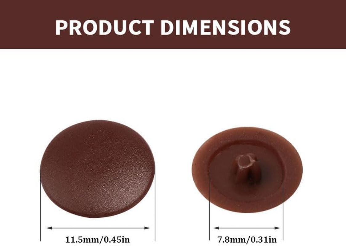 50PCS Coffee Cross Head Screw Cover Caps, 12Mm Plastic Hinge Screw Hole Dust Proof Snap in Decorative Caps Suitable for Furniture Wardrobes Blinds Cabinets, Coffee image number 1
