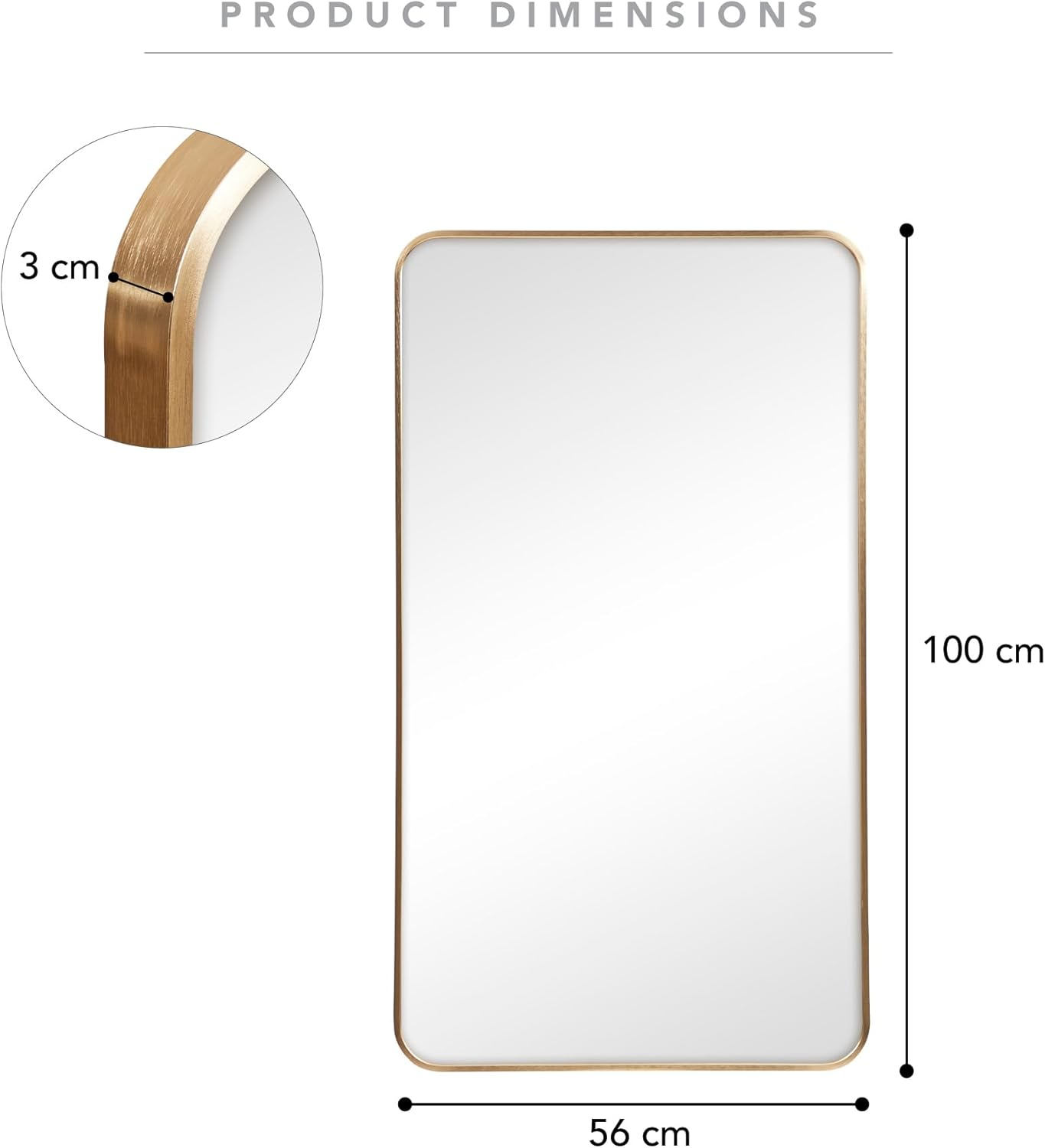 Cooper & Co. Gia 100Cm Rounded Rectangle Mirror Gold