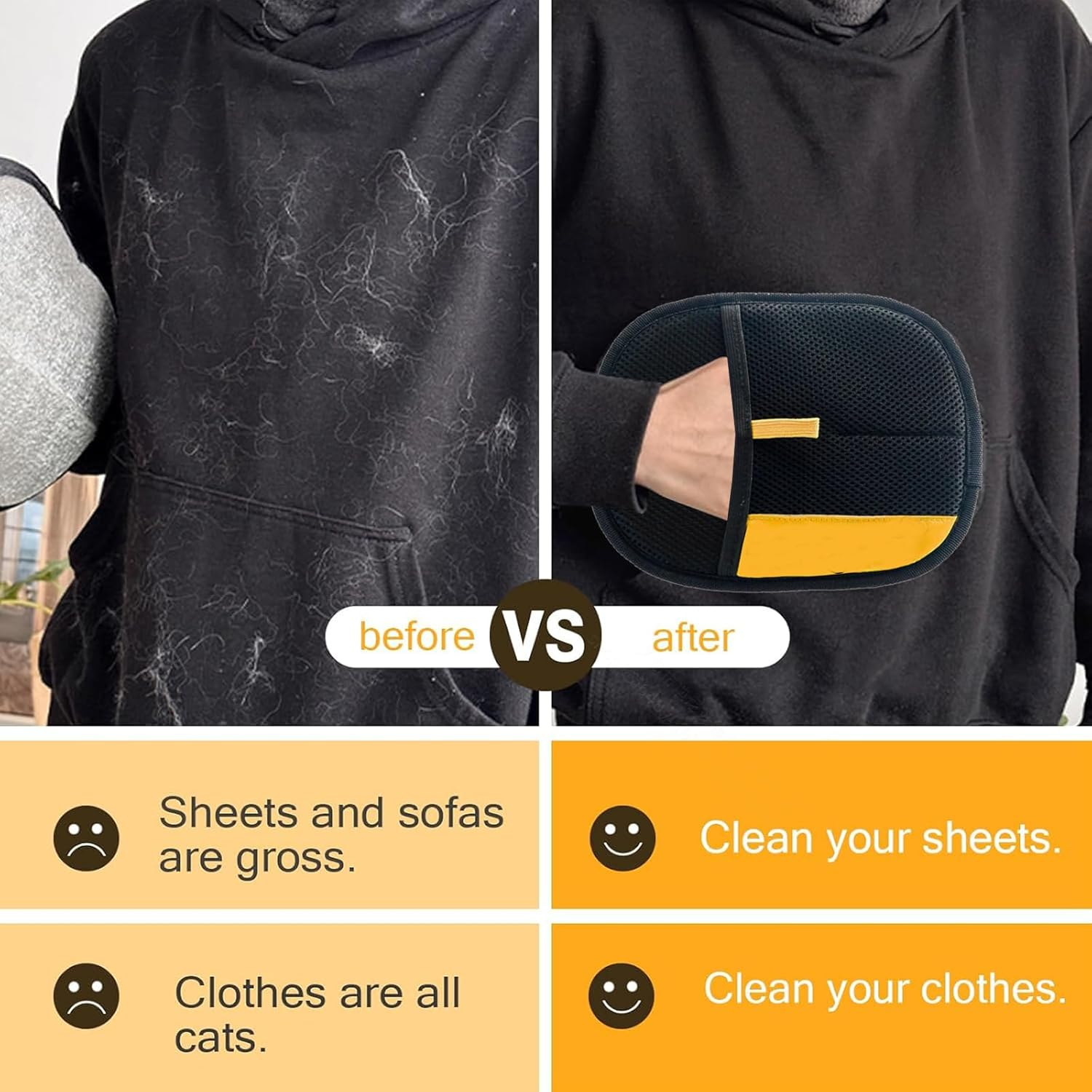 Haakhui 2 Packs Pet Hair Remover Gloves, Upgrade Reusable Double Sided Electrostatic Pet Hair Remover,Good for Cleaning Furniture and Clothing Pet Hair image number 5