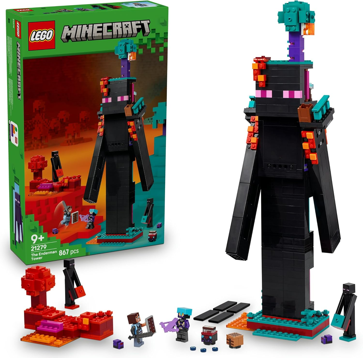 LEGO&reg; Minecraft&reg; the Enderman Tower 21279 Building Toy for Kids,Game Room Decor,Gamer Adventure Toys with Action Figures,Creative Construction and Display Set for Boys and Girls Who Are Gaming Fans image number 1