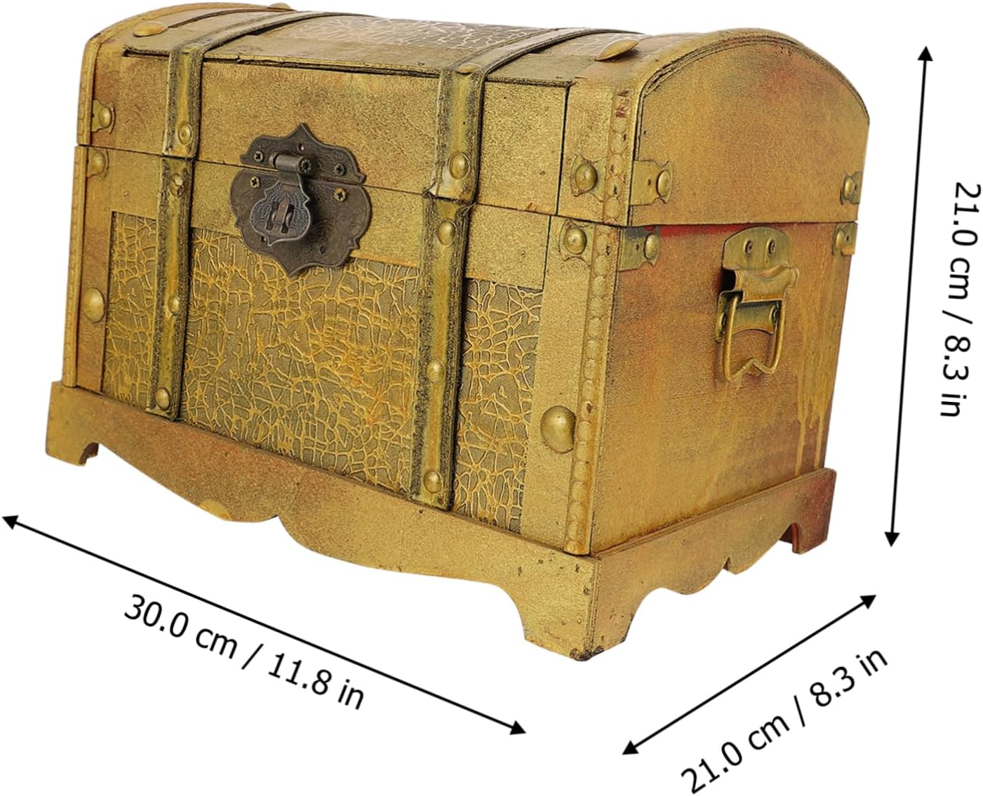 Vintage Pirate Treasure Chest Large Storage Box Lock Distressed Wooden Treasure Box for Jewelry and Decorative Display image number 6