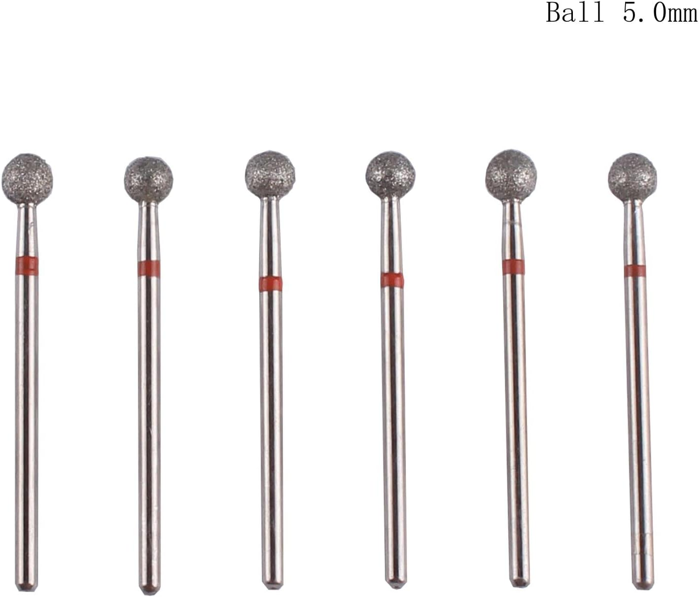 MZCMSL 6Pcs Pro Diamond Ball Bits,Cuticle Drill Bit Set for Russian Manicure,3/32 Shank Efile Bit (&Phi;5.0Mm) image number 1
