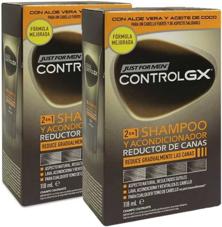 Just for Men Control GX, Grey Reducing 2-In-1 Shampoo & Conditioner for Grey Hair, New Improved Formula - All Shades 4Oz - Pack of 2 image number 2