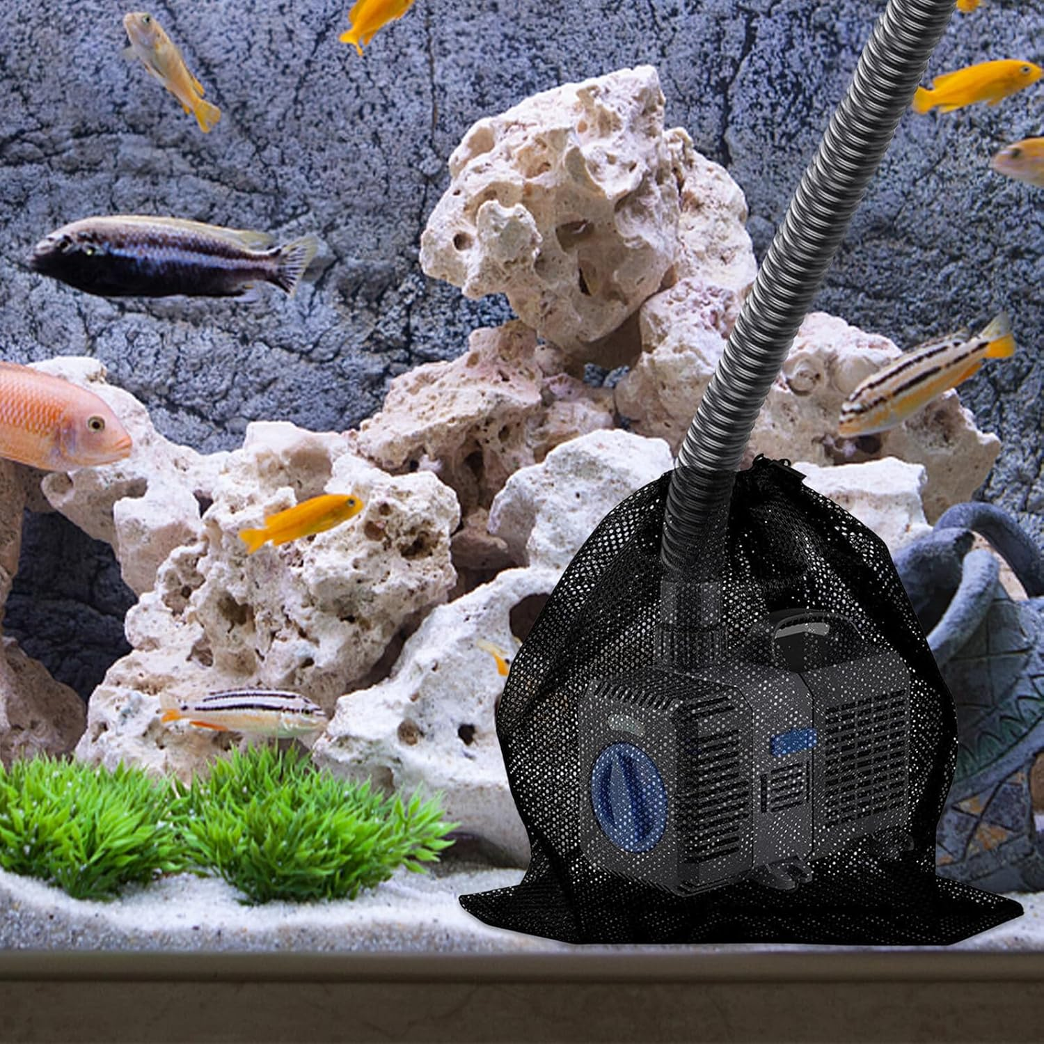 Yardenfun Pump Mesh Bag Large Filter Net for Water Pump Protection Tear-Resistant Mesh Filter Bag to Prevent Dirt Damage Suitable for Home and Outdoor Aquatic Use Black image number 2