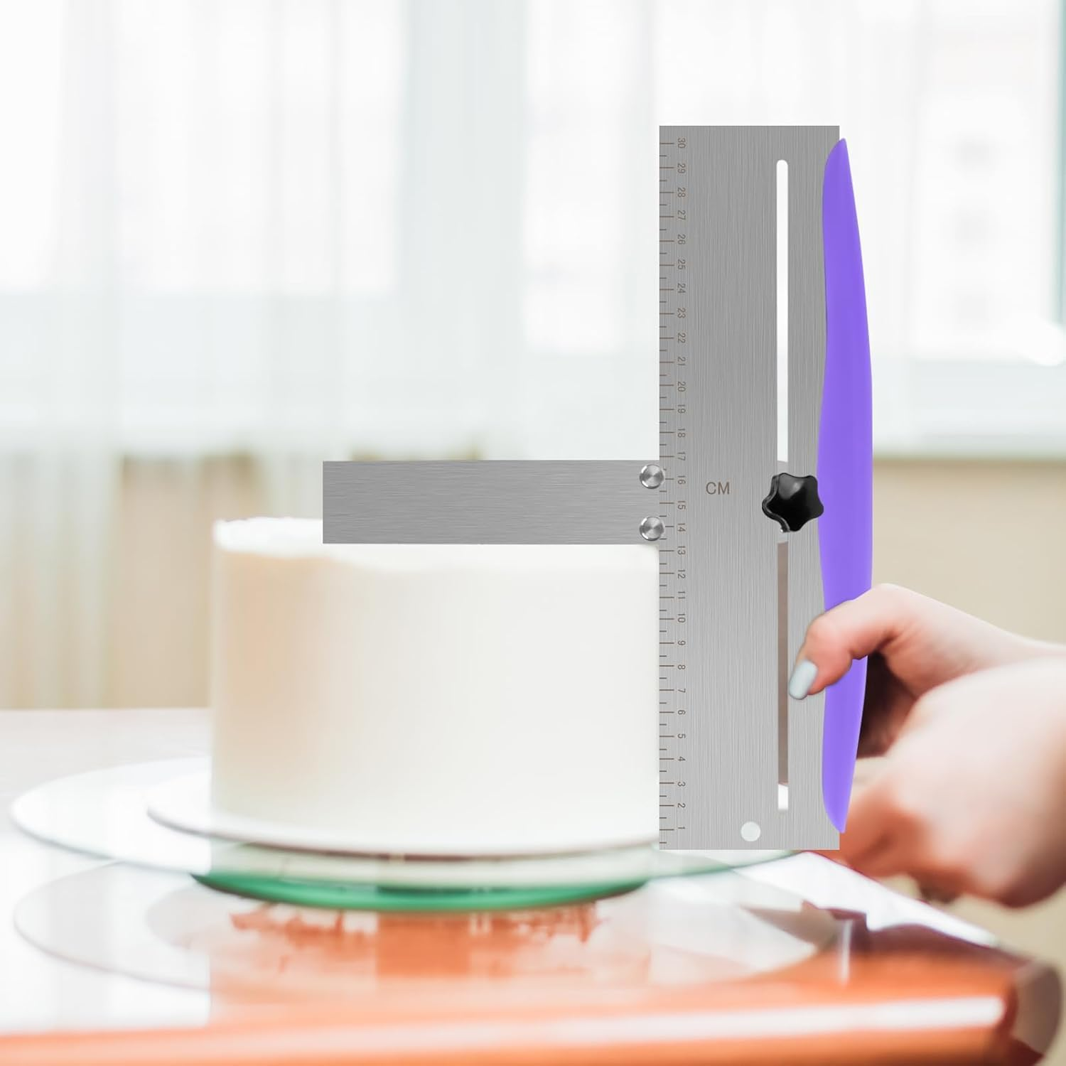 12-Inch Adjustable Stainless Steel Cake Scraper and Smoother for Perfect Buttercream Edges &ndash; Ideal Tool for Mousse, Cream Cakes, and Frosting image number 1