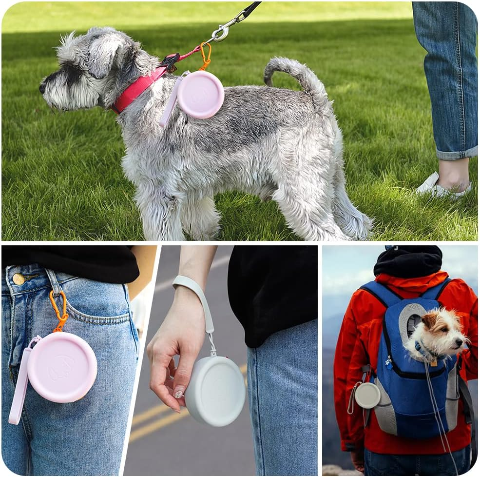 WALLFID Silicone Dog Treat Pouch Small Bag,With Pet Training Clicker,Walking Bag for Dog and Cat, Pocket Size, Easy to Clean, Odorless, Zipper Design,Moisture-Proof,Travel Walking Bag.(White) image number 3