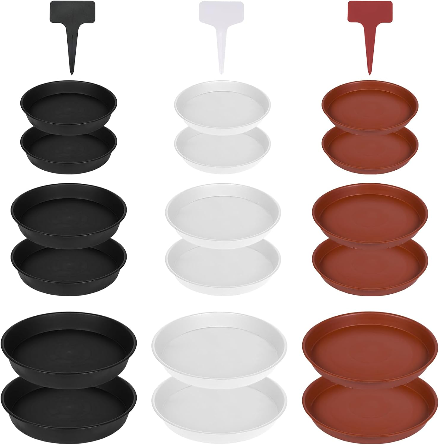 18 Pack Plant Saucers,Flower Pots Urable Thicker Plastic Plant Trays for Indoors and Outdoor, Plastic Plant Pots Plant Saucer Drip Trays (15CM/ 20CM/25CM, Black,White,Brown) image number 5