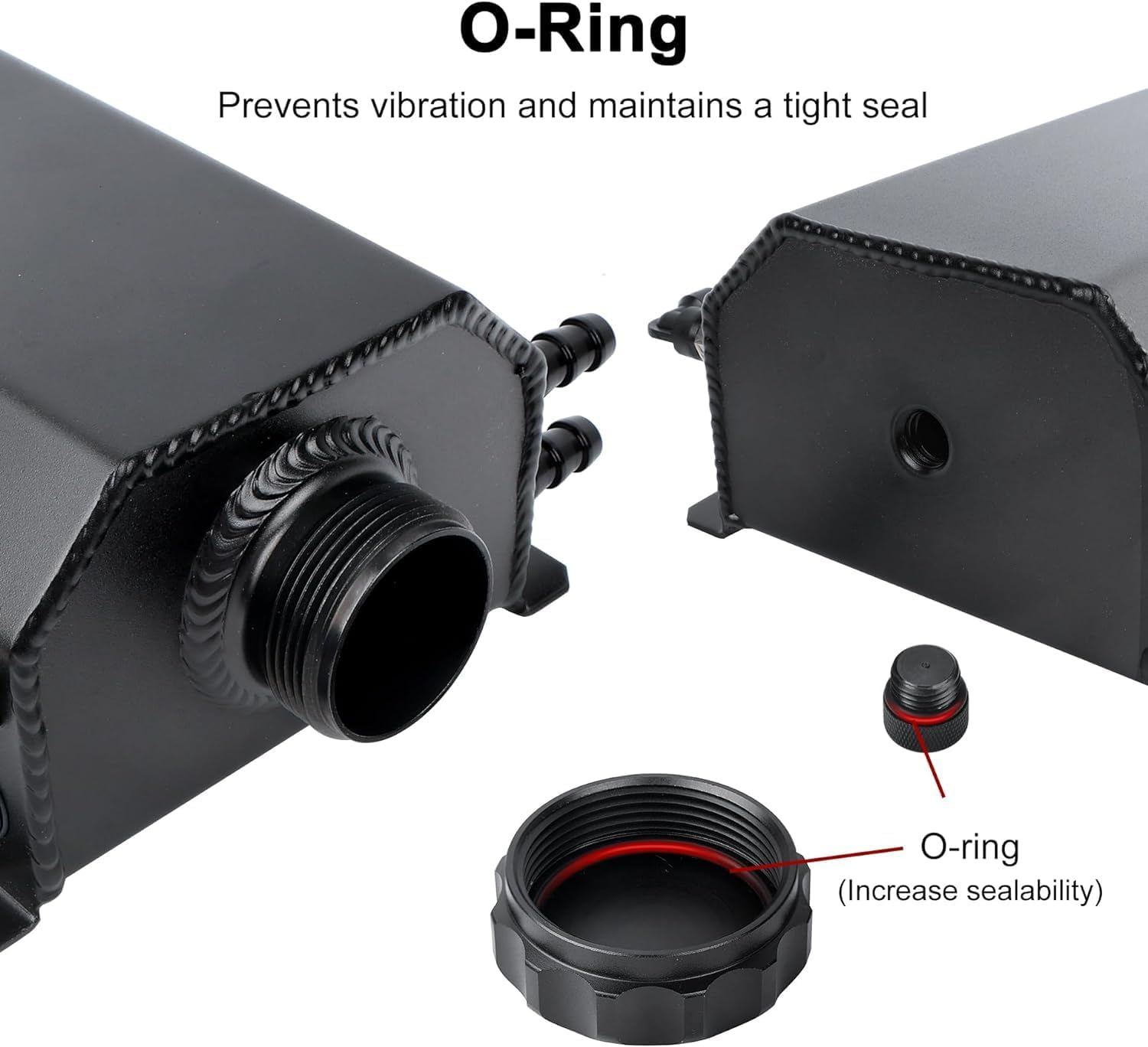 Racing Universal 2L Alloy Engine Oil Fuel Gas Catch Can Breather Tank Bottle Coolant Radiator Overflow Tank (Blcak) image number 4