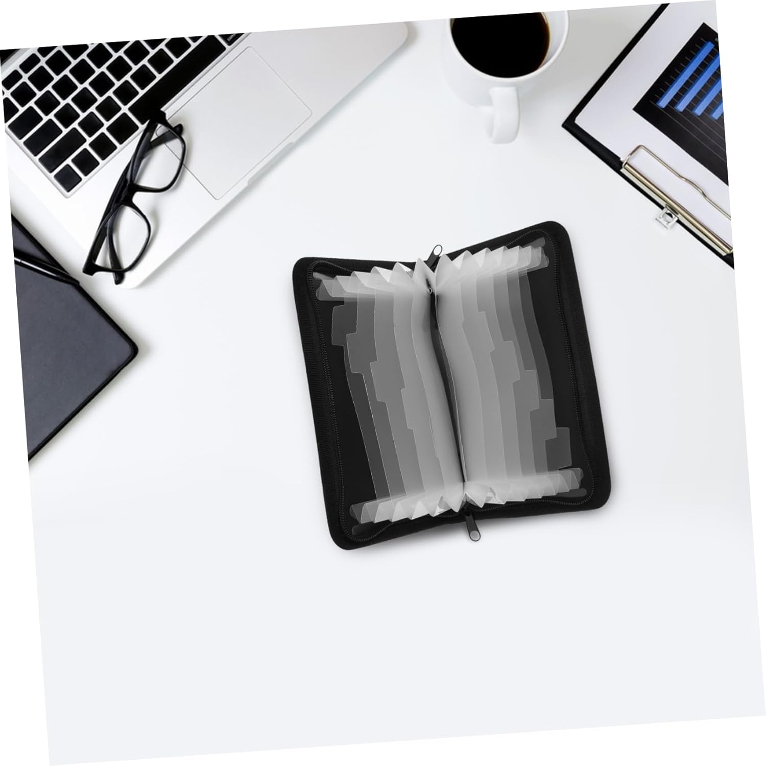 NAMOARLY Small Receipt Organizer Accordion File Bag Portable Filing Organizer for Business Cards image number 4