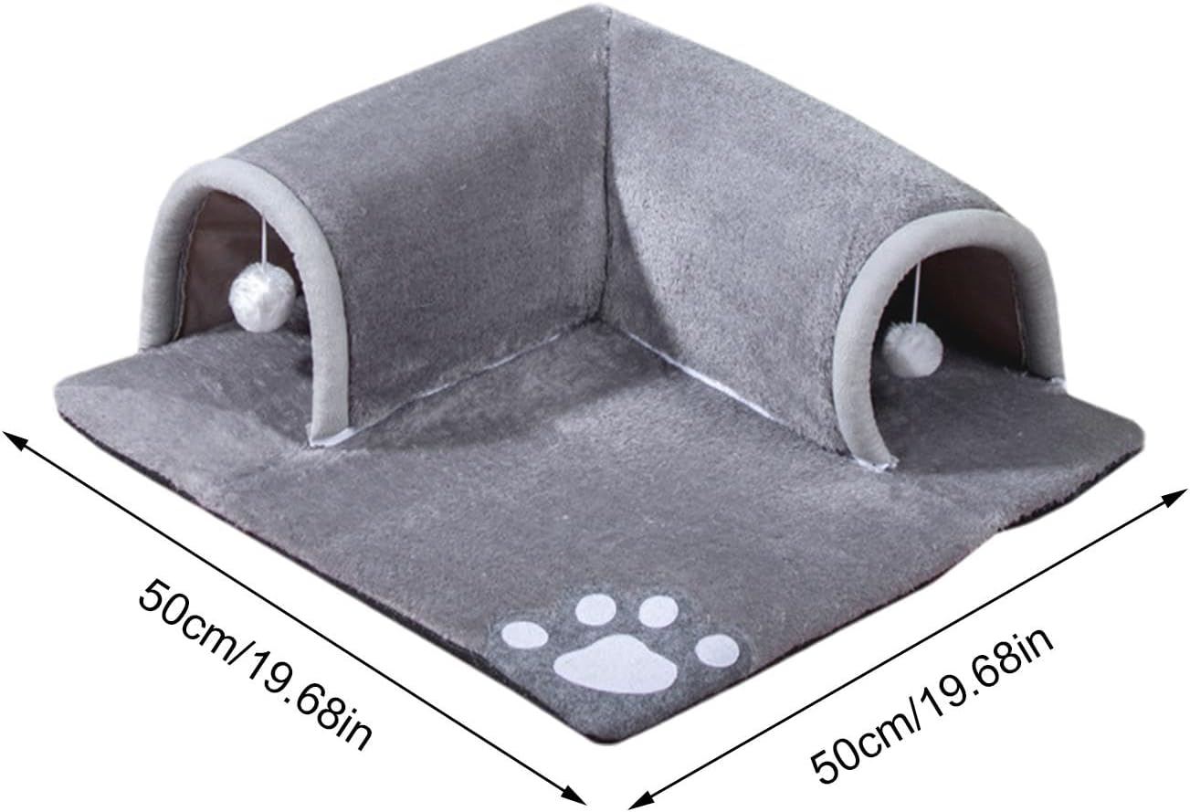 Cat Tunnel Bed, Cat Tube Toy, Cat Bed Tunnel and Mat, Portable Tunnel Bed, Velvet and Sponge Pet Cave Bed for Cat, Guinea Pigs, Dog, Rabbits, Small image number 3