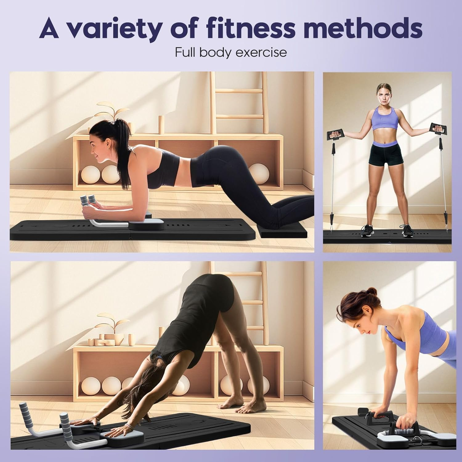 GENKI Pilates Board - Pilates Reformer Set, Portable and Foldable Pilates Board for Home Workout, Reformer Abdominal Ab Core Trainer Machine for Women, Pilates Reformer Machine for Home Exercise image number 5