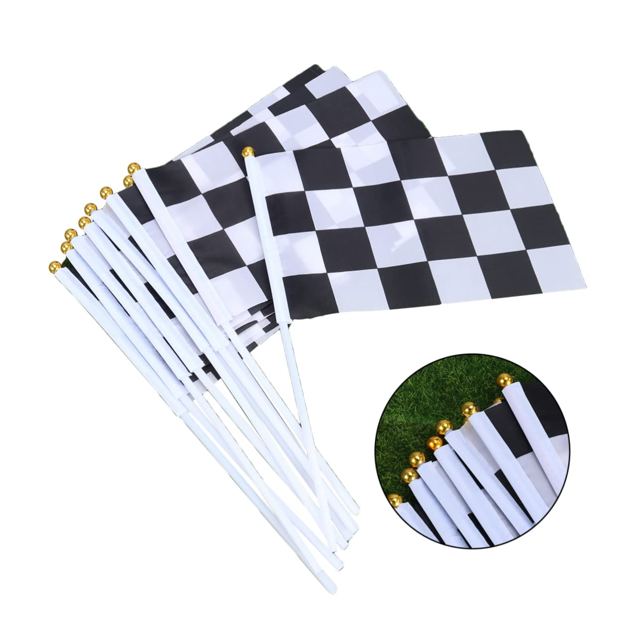 INOOMP 2Sets Race Car Flags Stick Lightweight Mini Hand Flags for Auto Racing Enhance Your Event Decorations 20Pcs*2 image number 3