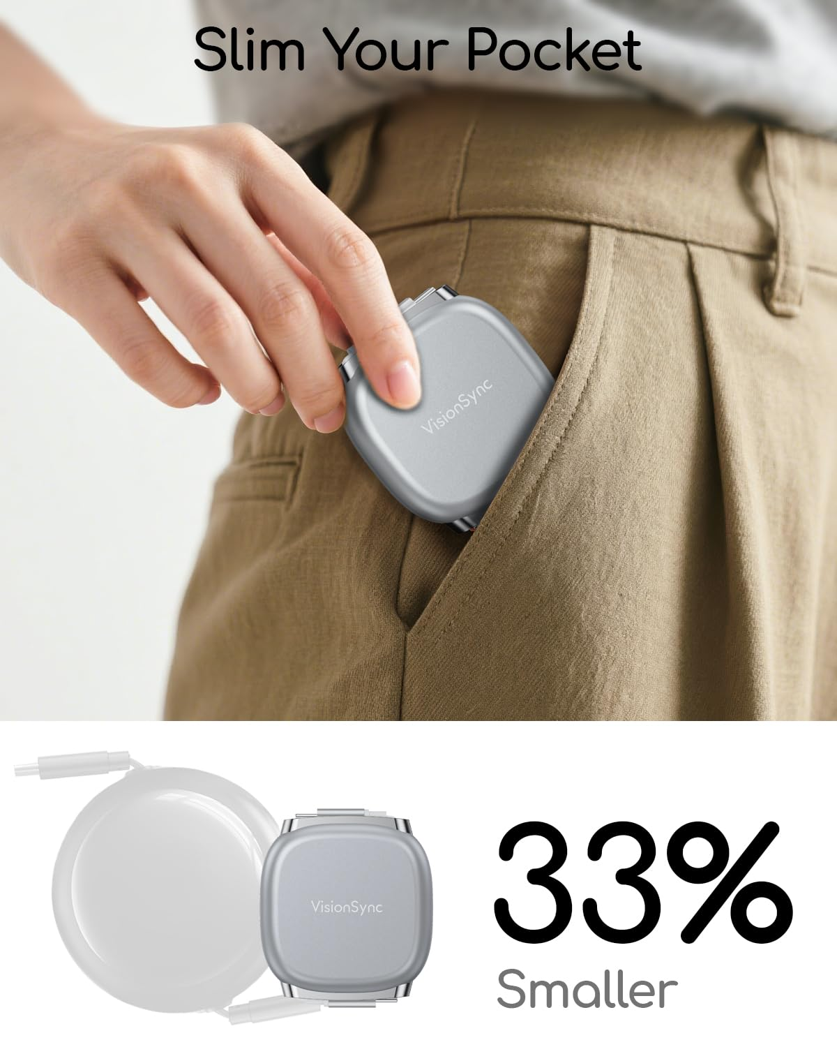 Visionsync 240W USB C to USB C Cable,Pd3.1 Retractable USB C Cable with Magnetic Slot for Travel,Car,5 Preset Length,Fast Charging for Iphone 17/16/15,Ipad,Macbook,Galaxy S25/24,(1M,2Pack,Grey) image number 3