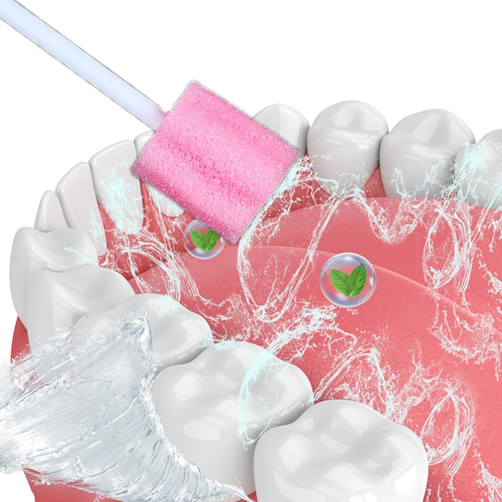 100 Pcs Oral Care Sponge Swab/Tooth Cleaning Spong Swab，Individually Wrapped Oral Care, Oral Swabs, Sponge Teeth, Oral Swabs, Pink image number 5