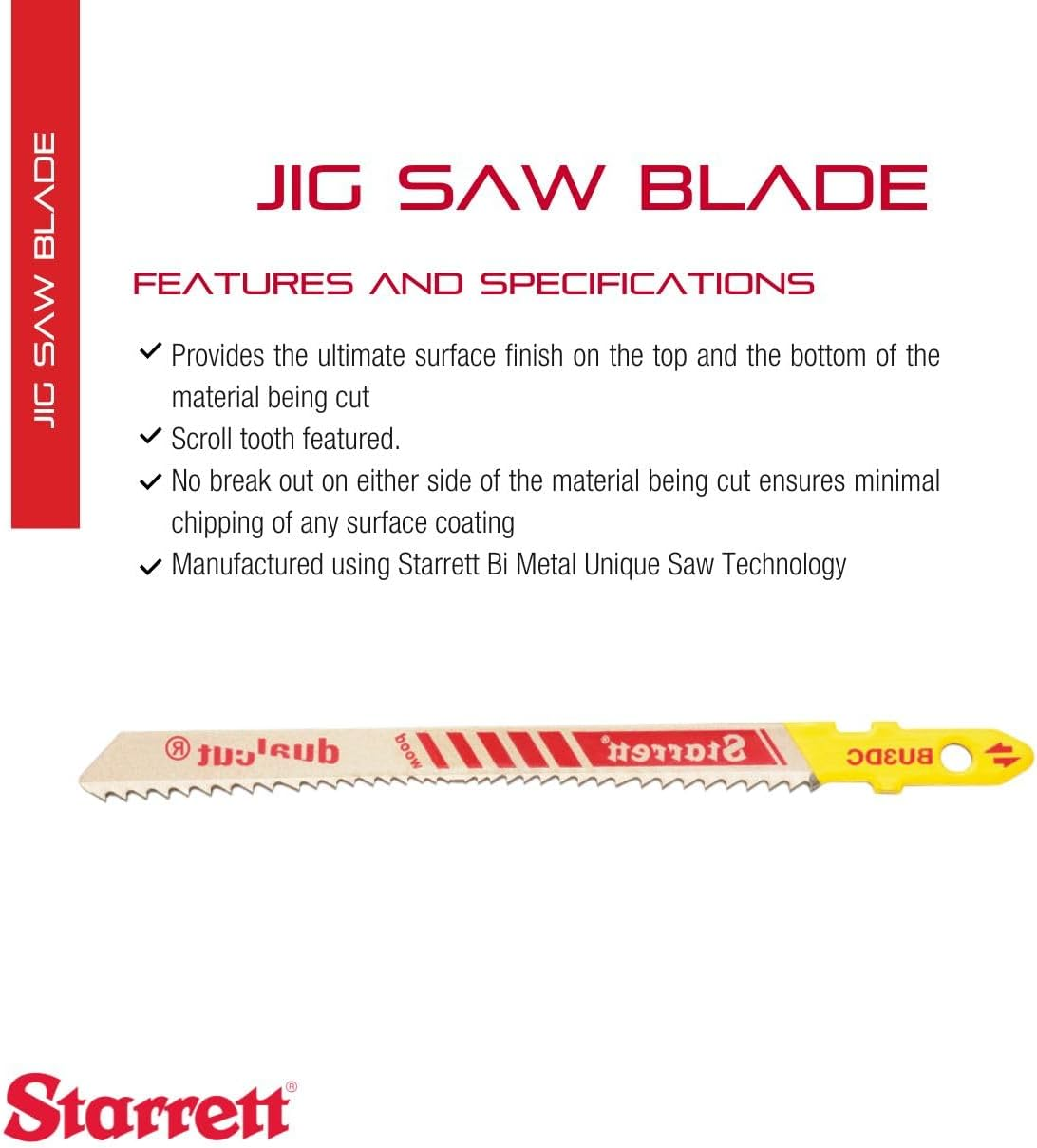 Starrett Jigsaw Blades Set - 2 Pack Dual Cut Blade for Wood Cutting - BU3DC-2 image number 5