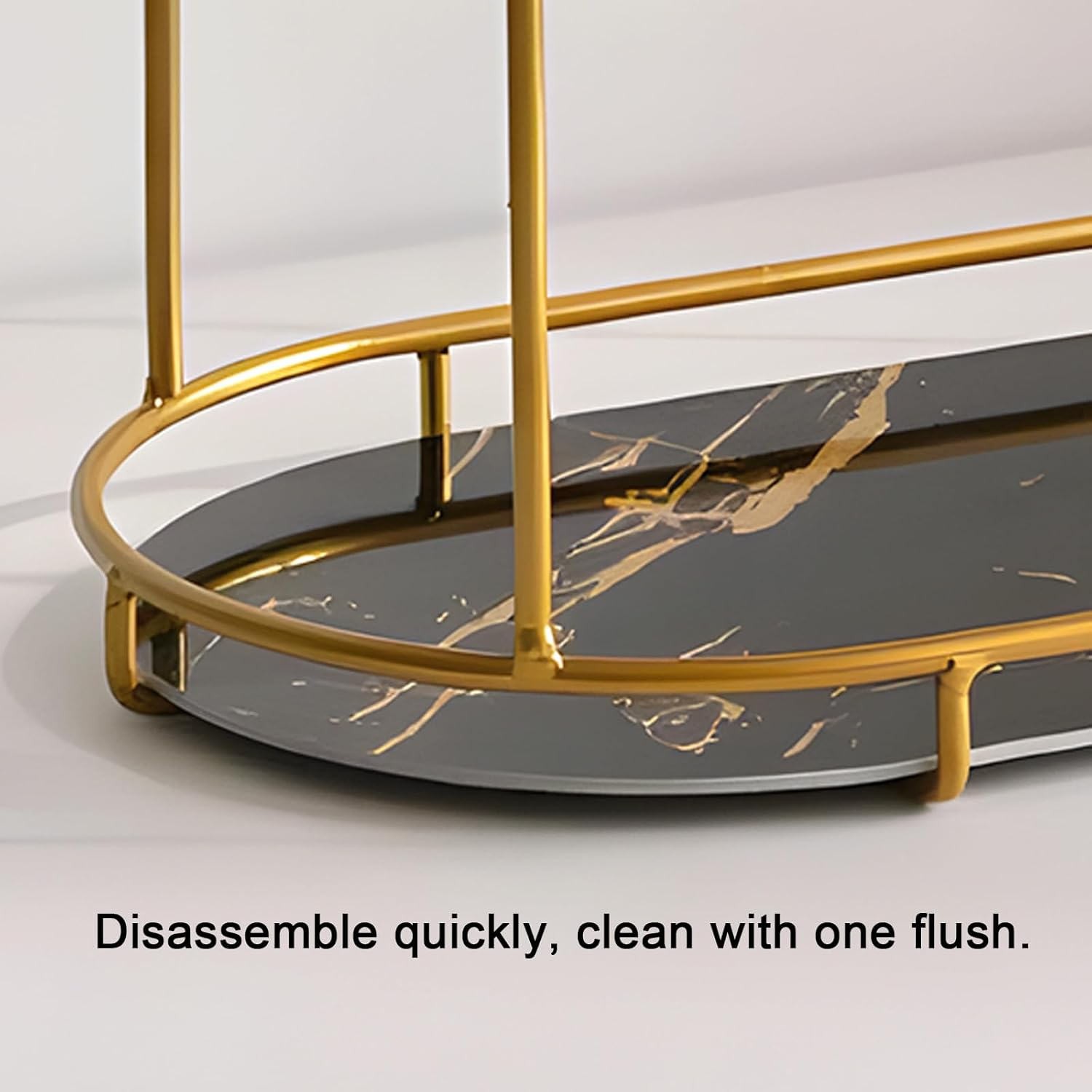 Bathroom Counter Organizer Holder, Luxury Cosmetics Storage Rack, Tray Dresser Stainless Steel Gold Shelf, 3 Tier Countertop Standing Storage Rack, Bathroom Washbasin Open Organiser(Black) image number 5