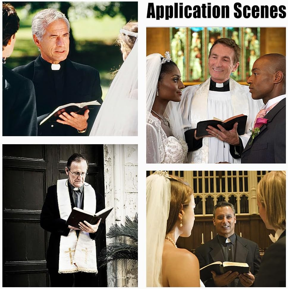 HOBBIESAY 10Pcs White Tab Collar Replacement for Clergy Shirt Plastic Tab Collar Inserts for Priest Shirt for Men and Women Collar Card Accessory,16.1X3.2Cm/6.34X1.26 Inch