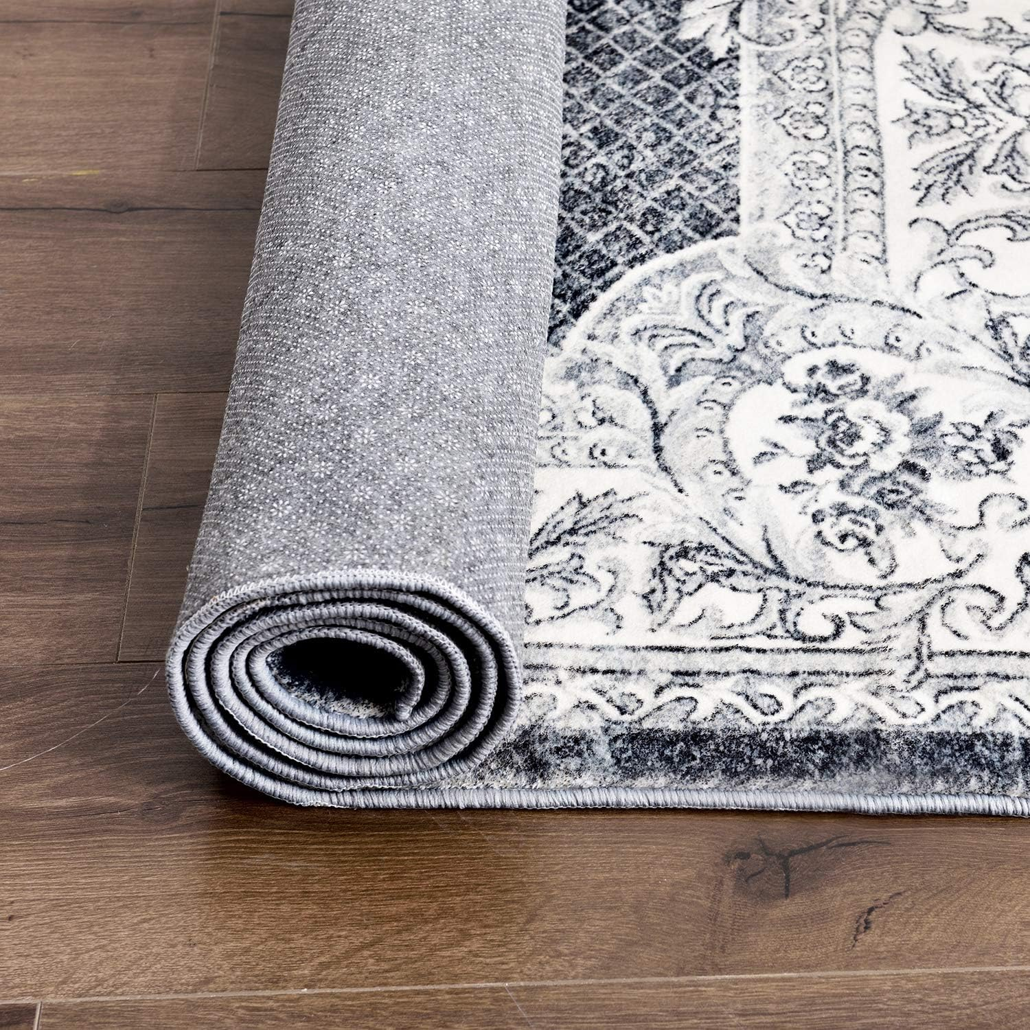 Tinyboy-Hbq Area Rug Living Room Rugs Kitchen Mats Rugs for Living Room Bedroom Luxury Imitation Cashmere Rug Modern Anti-Skid Carpet Floor Mats (Gray/White) (200 * 200Cm(6.6 * 6.6Ft)) image number 4