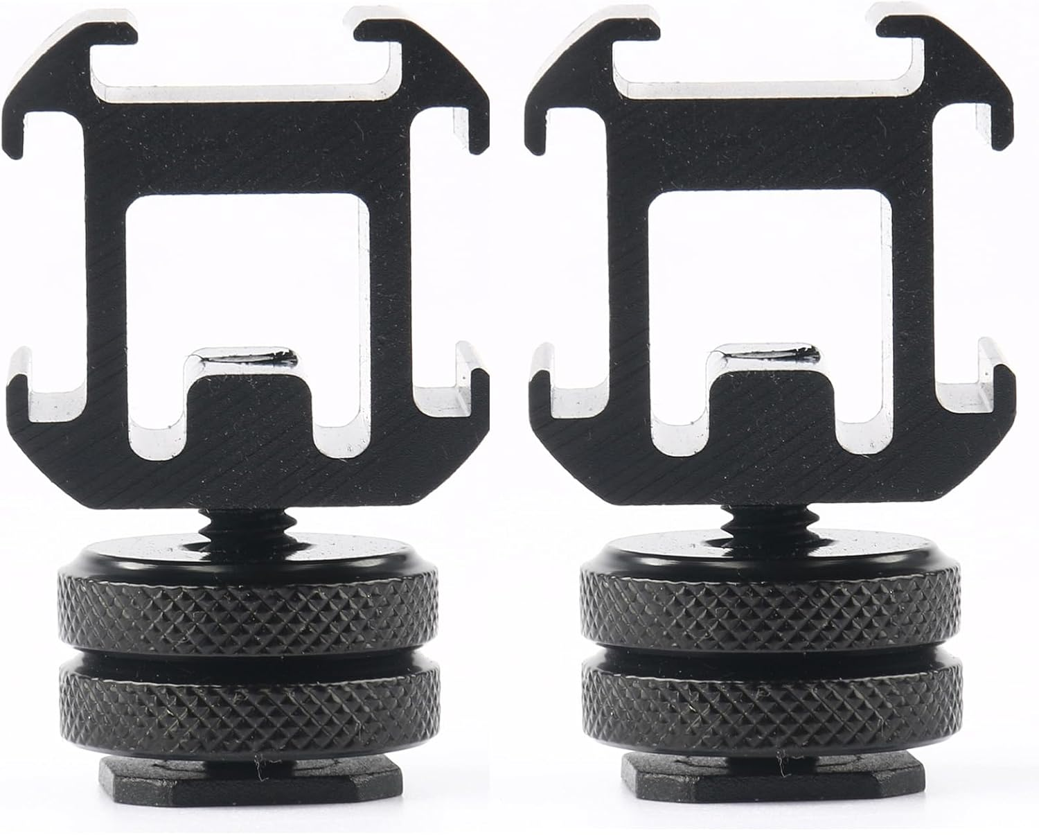 2 Pack Camera Flash Hot Shoe 1/4 Inch Screw Adapter Three Cold Shoe Mount for DSLR Video Photography image number 2