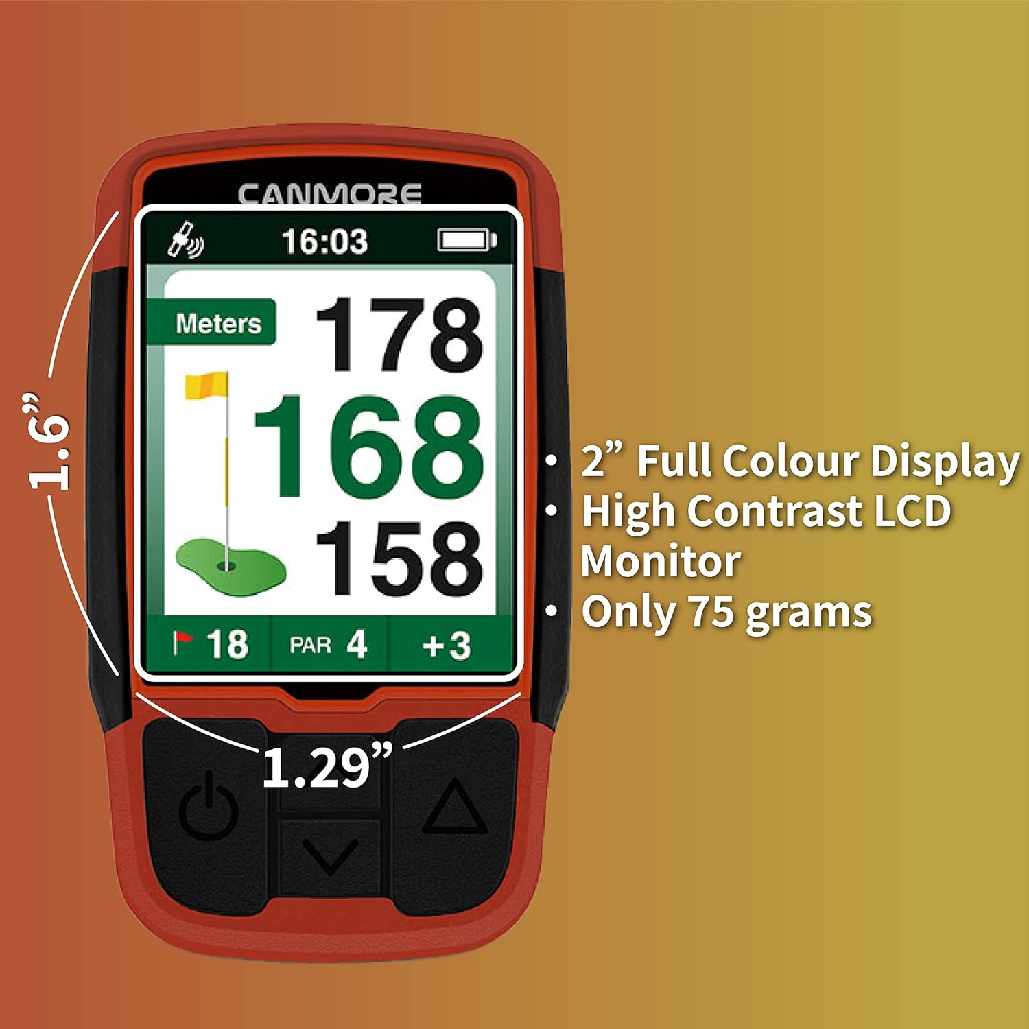 CANMORE Handheld Golf GPS HG200 - Water Resistant Full-Color Display with 41,000+ Essential Golf Course Data and Score Sheet - Free Courses Worldwide and Growing (Orange) image number 1