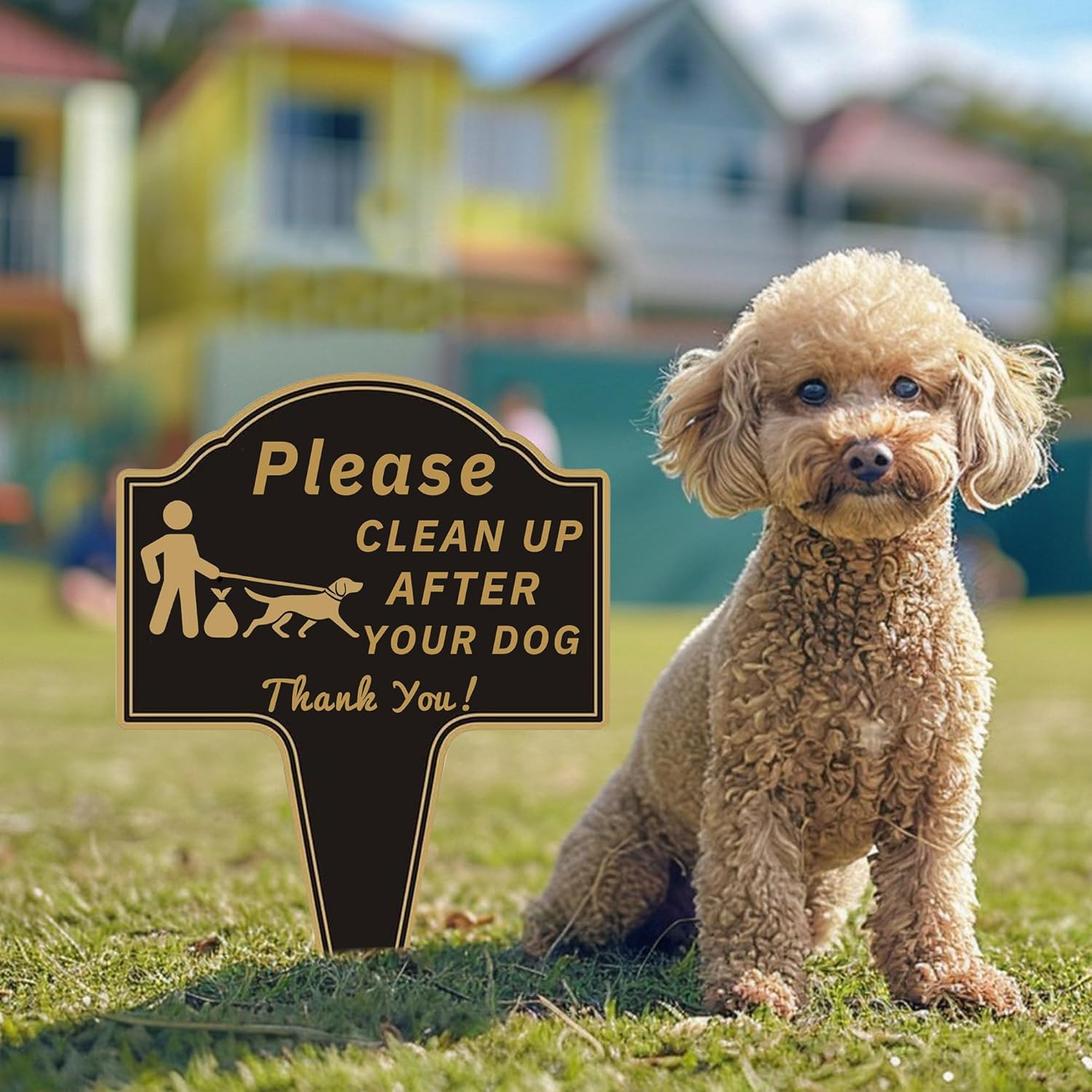 2Pcs Clean up after Your Dog Signs with Stakes, Dog Poop Signs for Lawn, No Pooping Sign for Yard, 9.6" X 13.6" Funny Metal Double Sided Yard Sign Easy Install for Outdoor Use - 2 Pcs image number 6