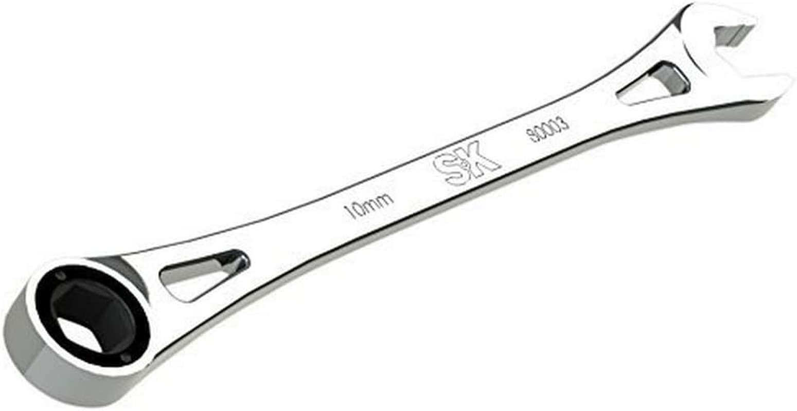 SK Hand Tool 80003 10 Mm 6 Point X-Frame Metric Combination Ratcheting Wrench, Chrome, 1.7&deg; Arc Swing, 216 Positions, Made in America image number 4