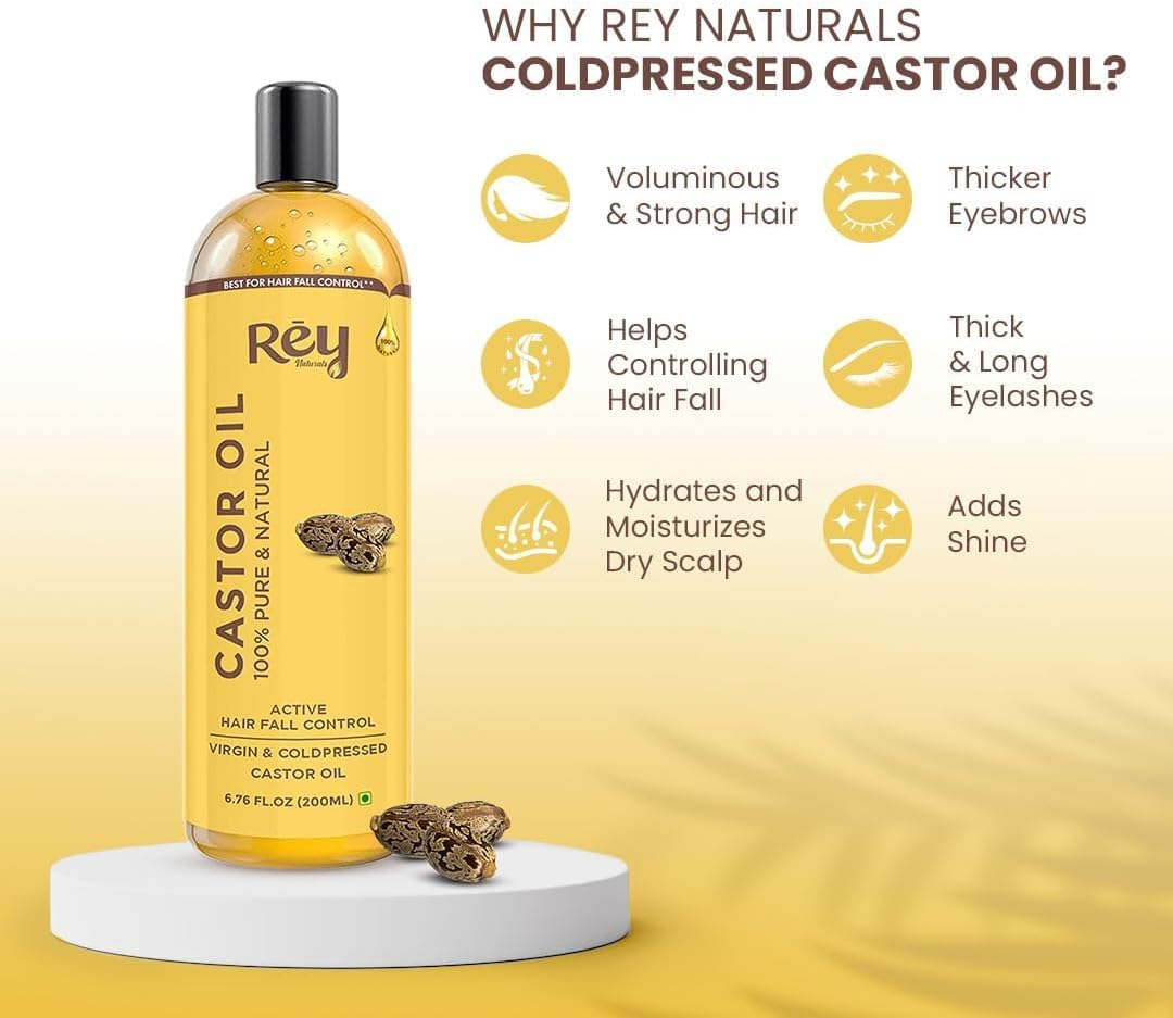 Rey Naturals Cold Pressed Castor Oil, 200Ml image number 2