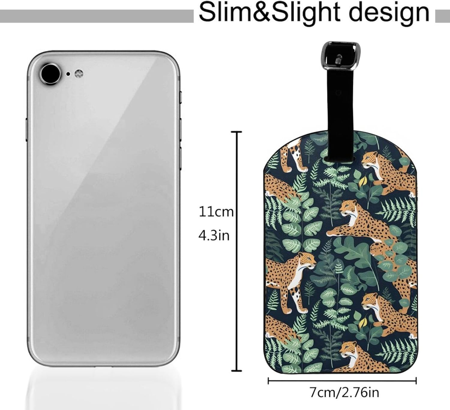 Leopard Print Elegant Tag Stylish Tag Luggage Tag 4.3 X 2.76 Inch for Suitcases Travel Bags image number 5