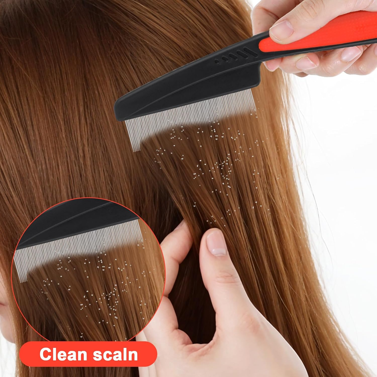 Telooco 2Pcs Dandruff Comb Set - Stainless Steel & ABS Plastic - Scalp Sweep Detoxing Comb & Fine Tooth Hairbrush - Dandruff Removal for Women & Men image number 4